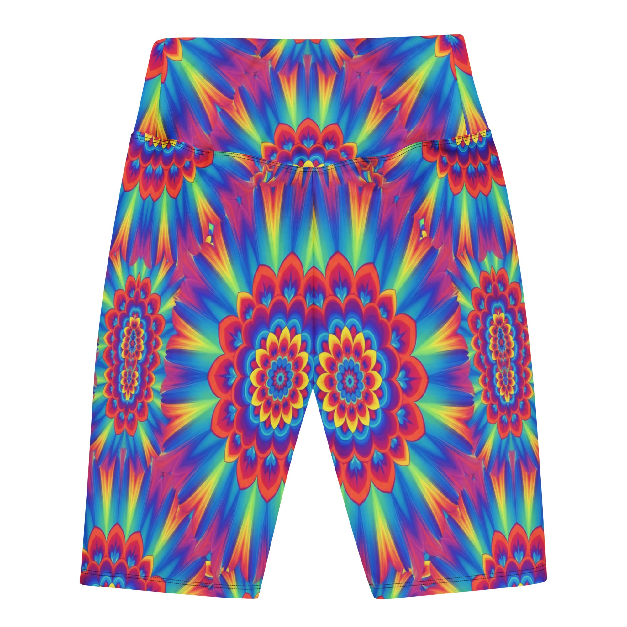 Psychedelic Neon Rainbow Burst Bike Shorts | GearBunch