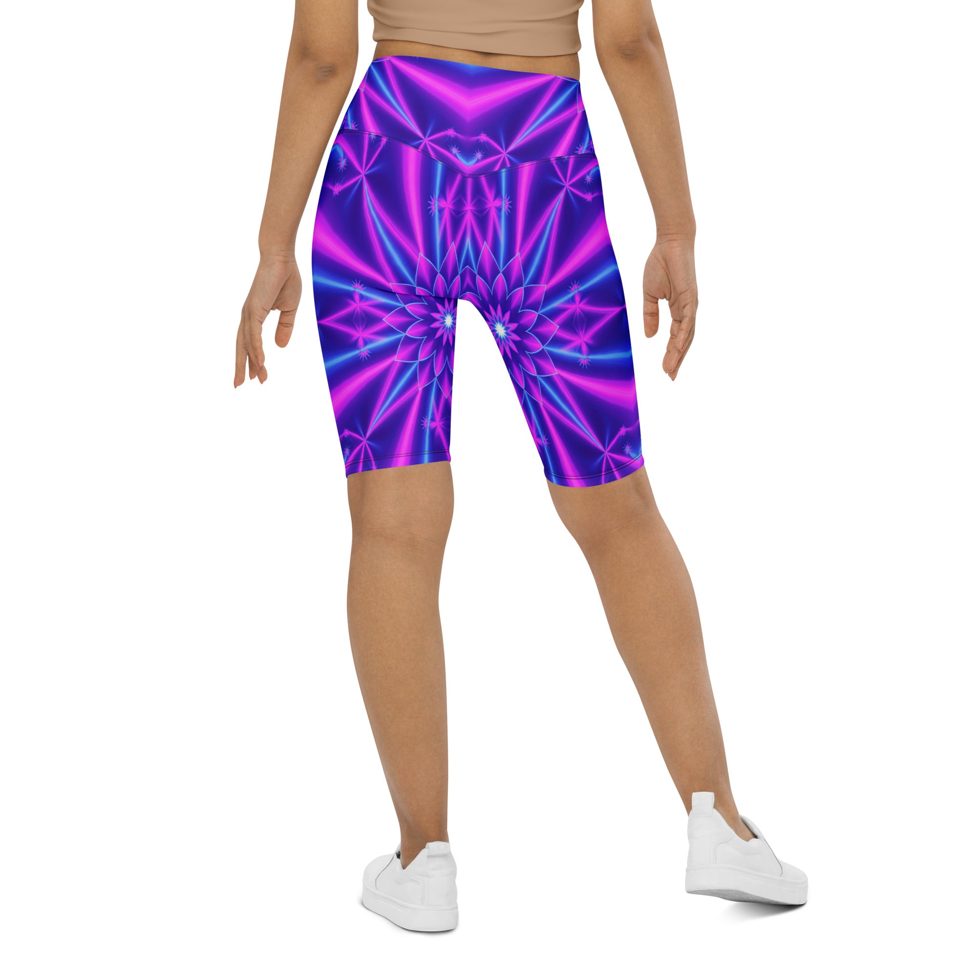 Psychedelic Cosmic Violet Bike Shorts | GearBunch