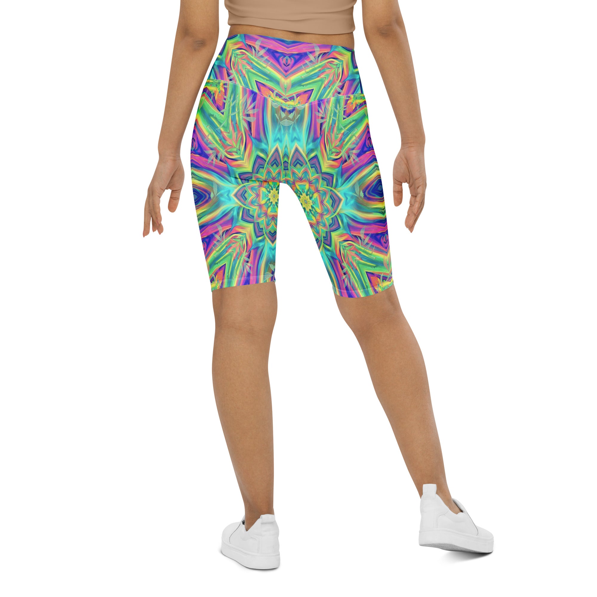 Psychedelic Tropical Laser Bike Shorts | GearBunch