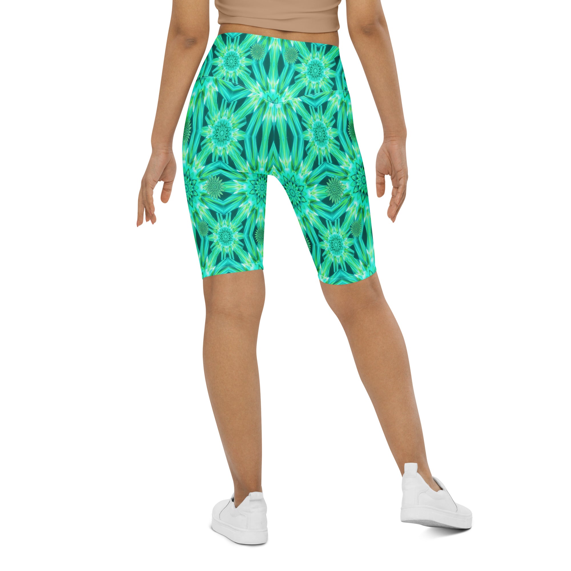 Psychedelic Mint Warp Bike Shorts | GearBunch