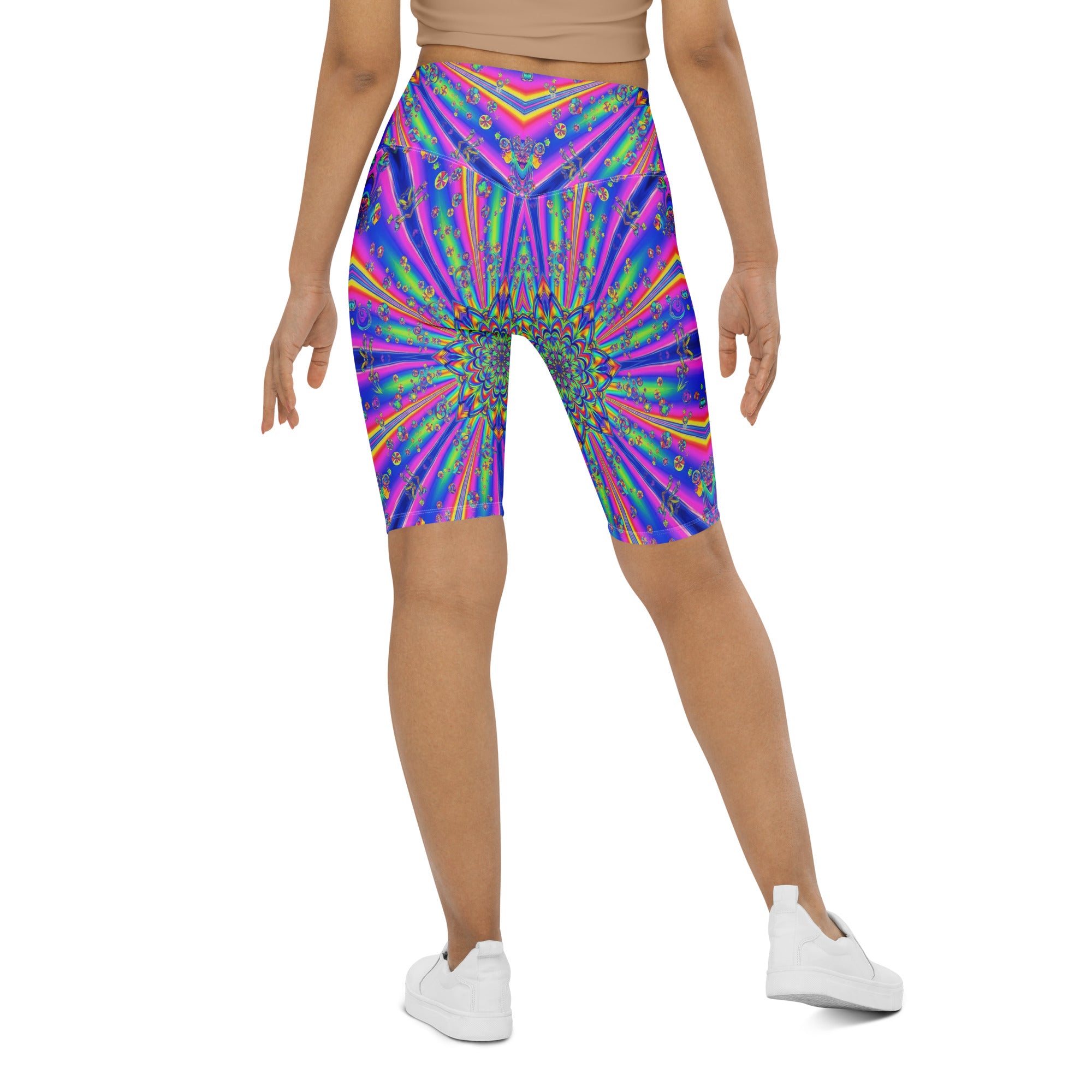 Psychedelic Chrome Spectrum Bike Shorts | GearBunch