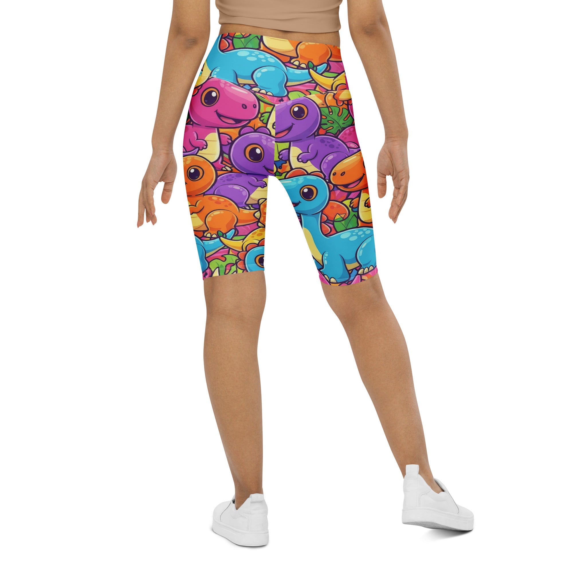 Vibrant Dinosaur Stomp Bike Shorts | GearBunch