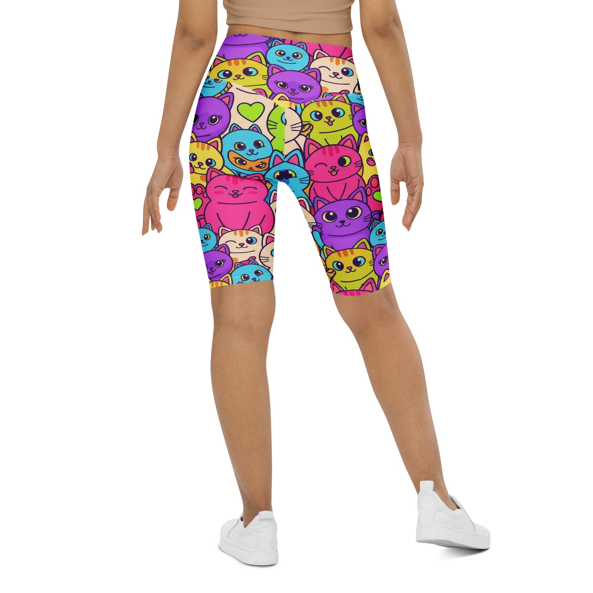 Vibrant Cats Everywhere Bike Shorts | GearBunch