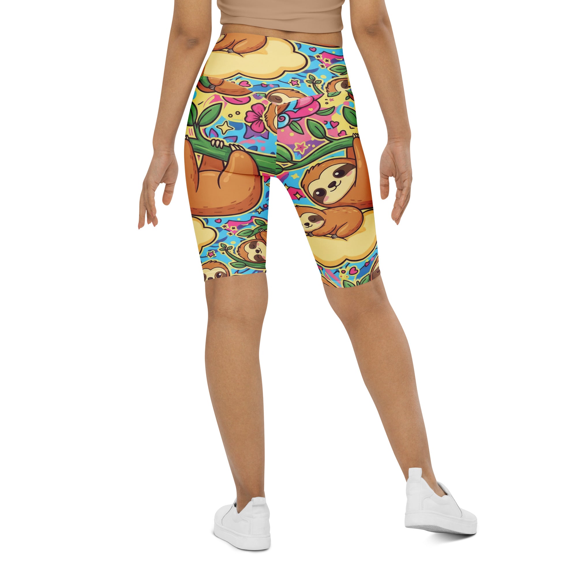 Vibrant Sloth Chill Bike Shorts | GearBunch
