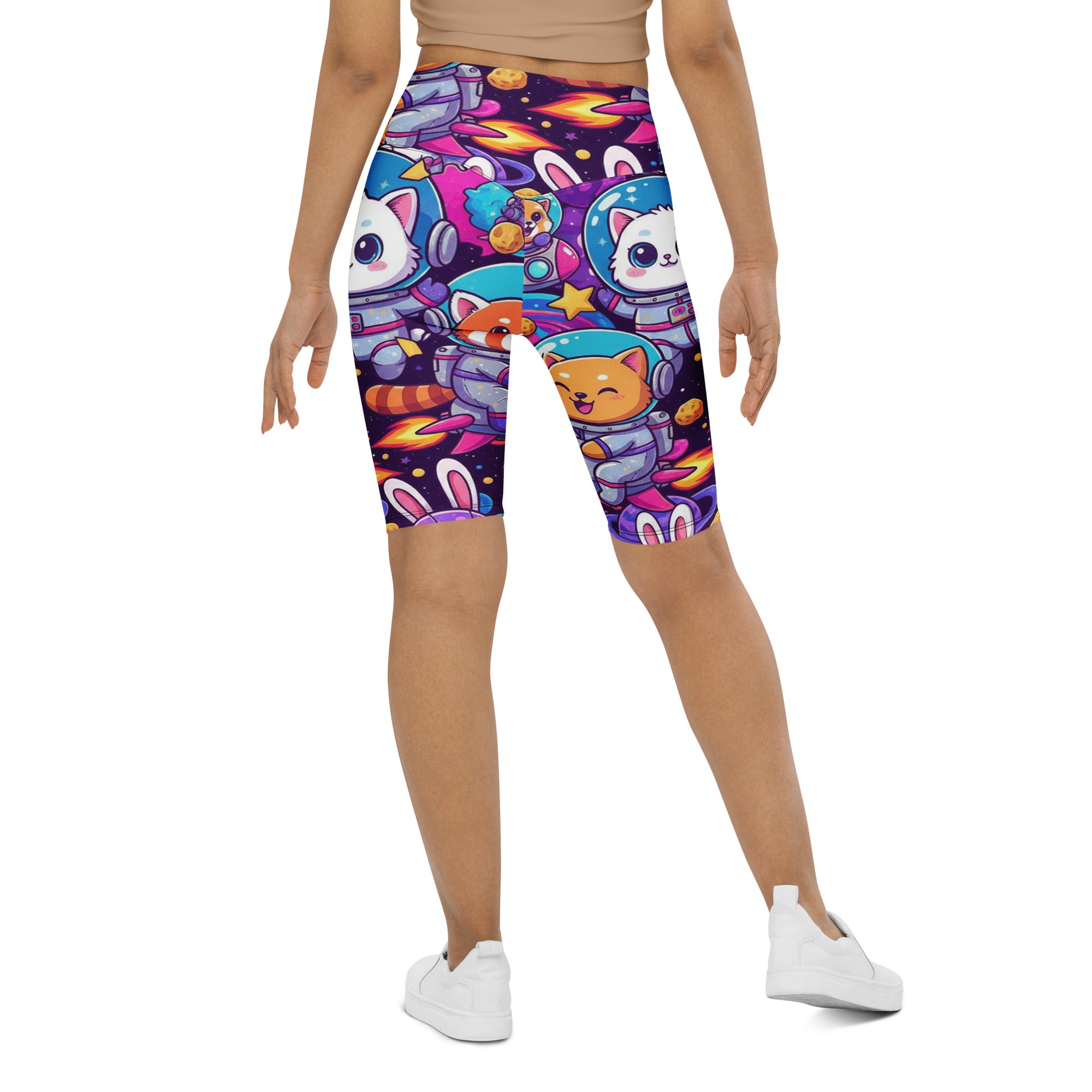 Vibrant Space Animals Bike Shorts | GearBunch