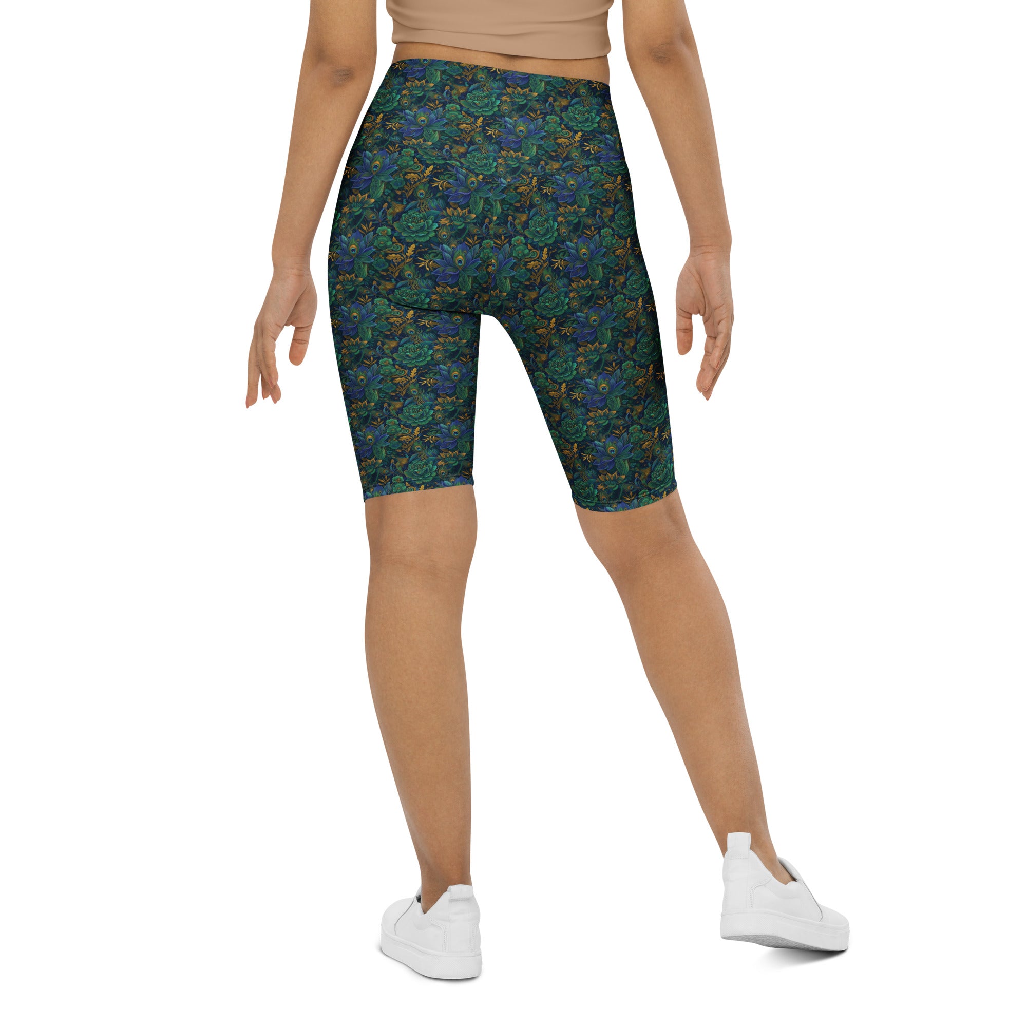 Peacock Feathers Splendour Bike Shorts | GearBunch