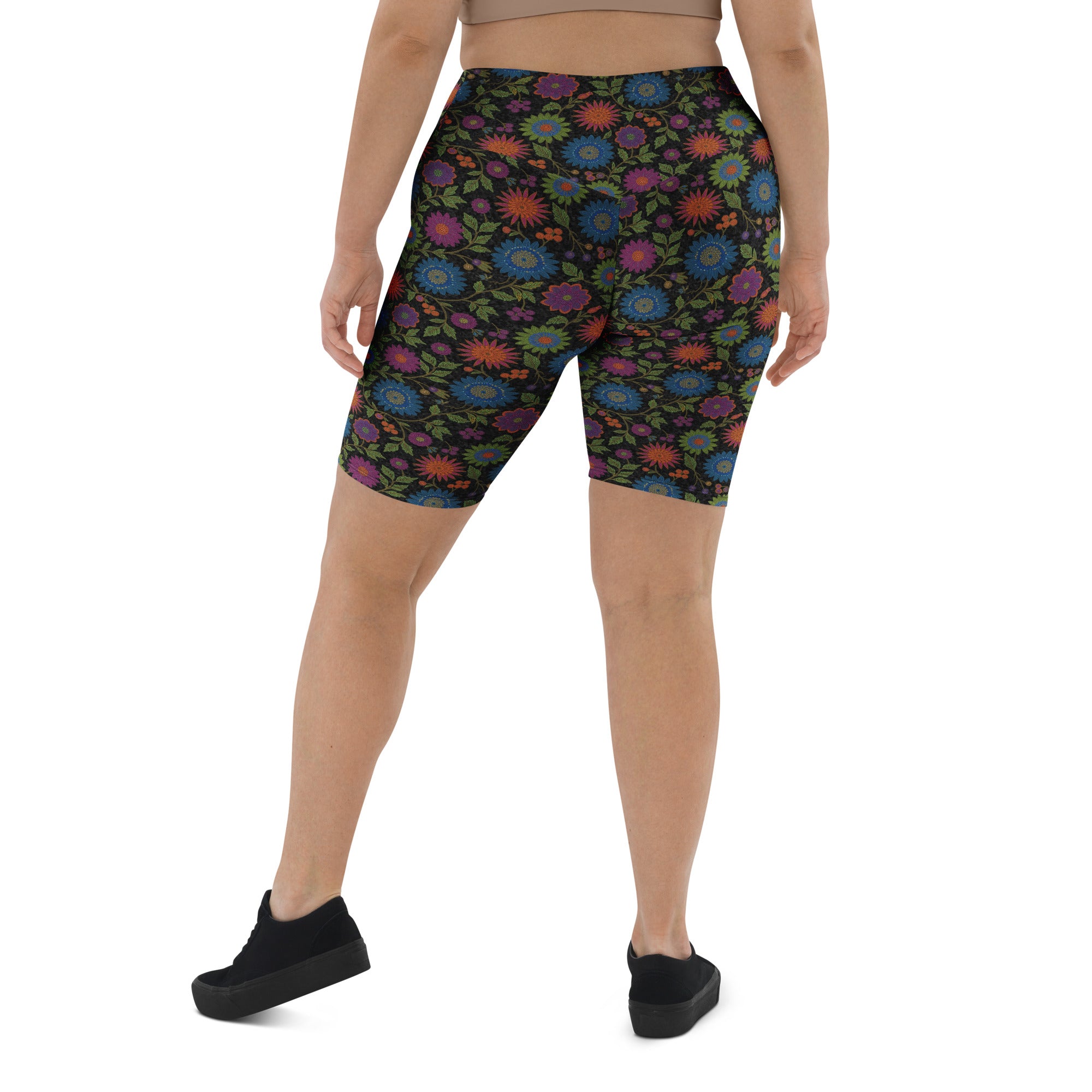 Rainbow Paillette Botanical Bike Shorts | GearBunch