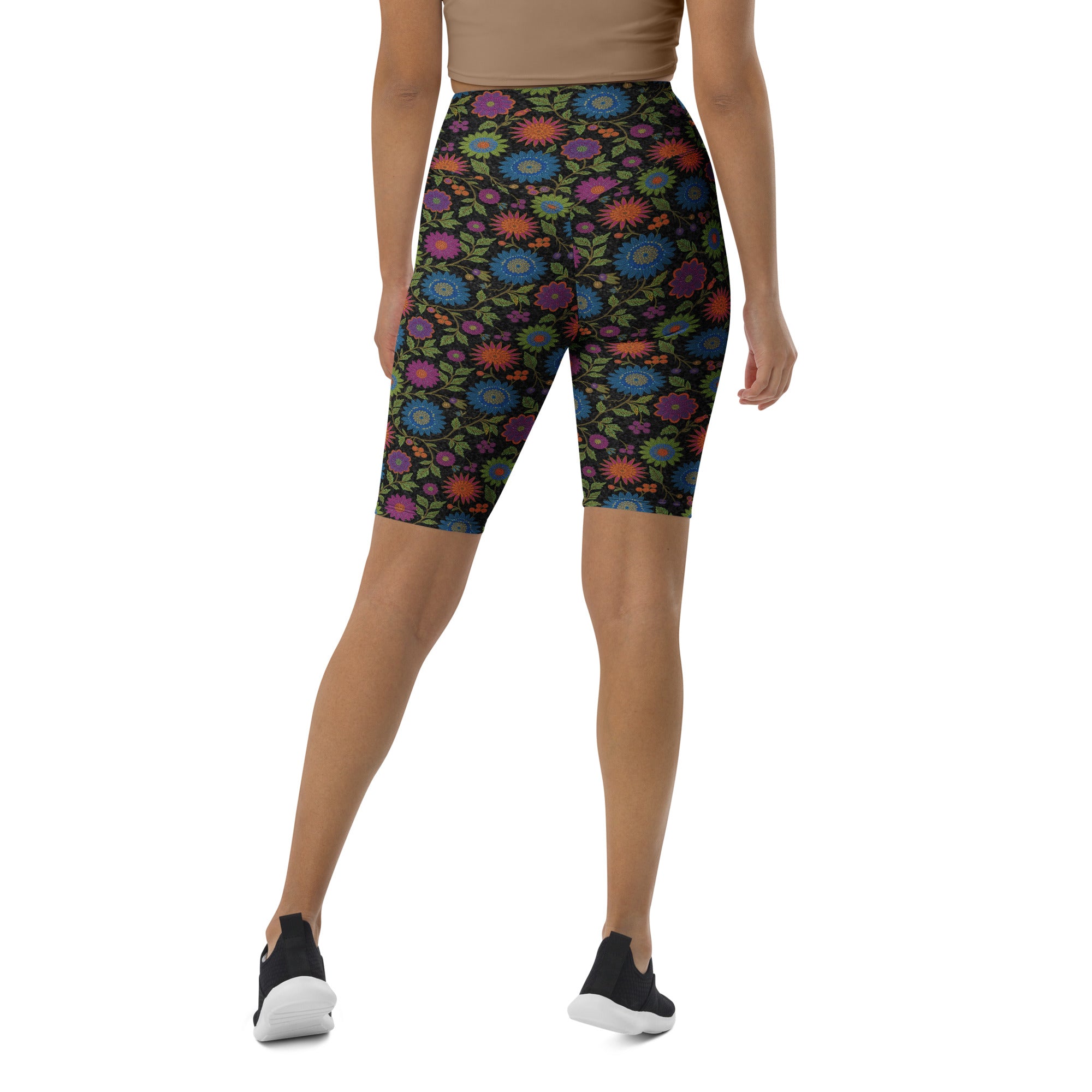 Rainbow Paillette Botanical Bike Shorts | GearBunch