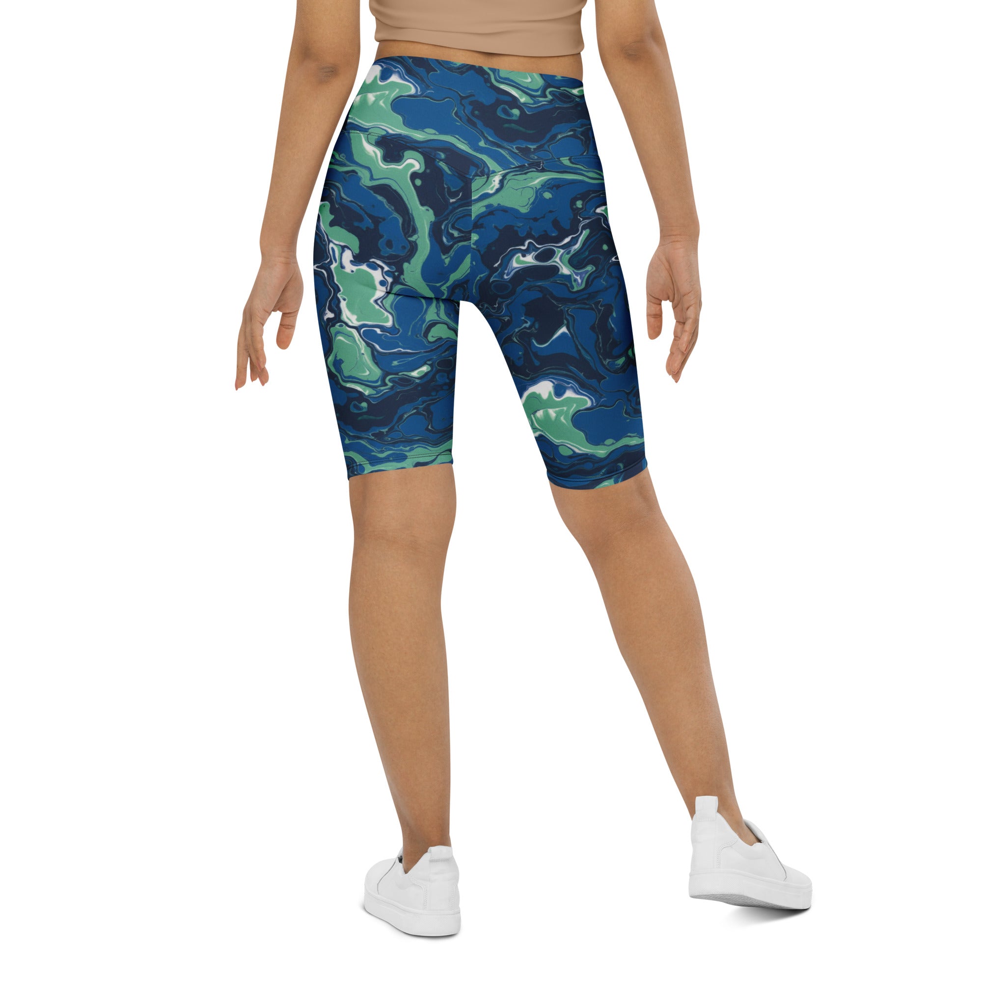 Liquid Marble Ocean Current Bike Shorts | GearBunch