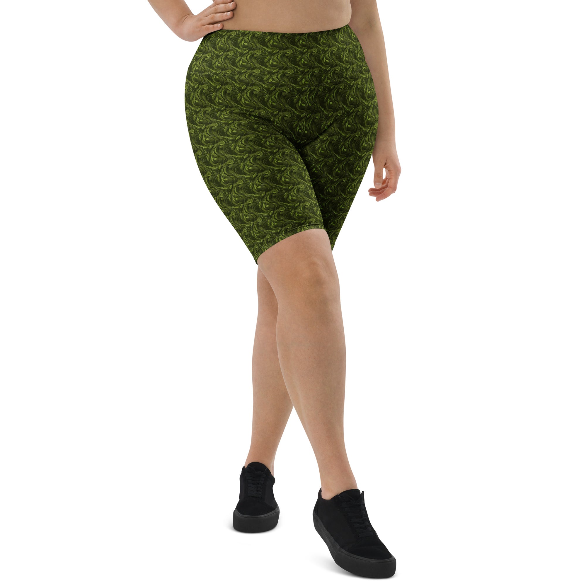 Olive Green Velvet Bike Shorts | GearBunch