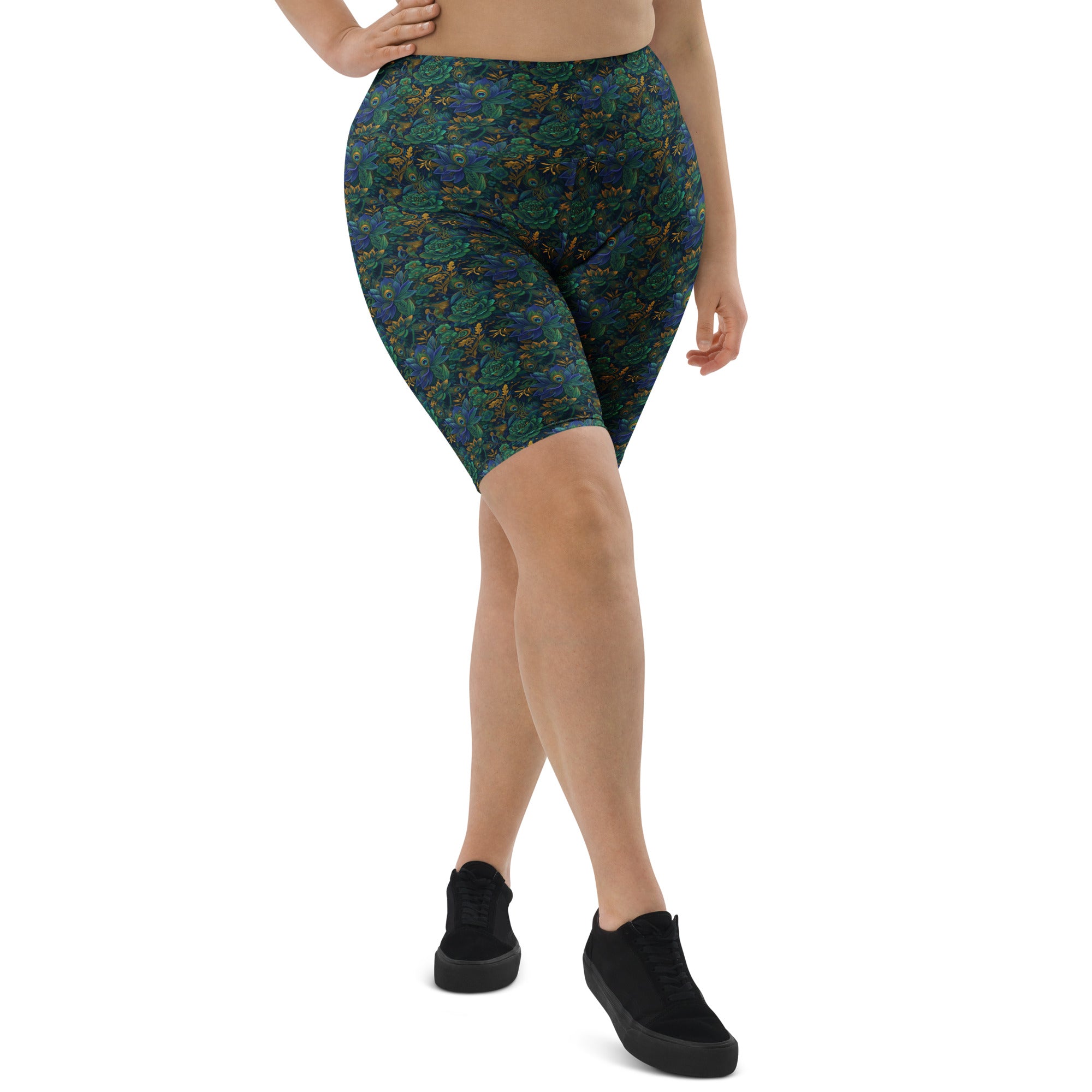 Peacock Feathers Splendour Bike Shorts | GearBunch