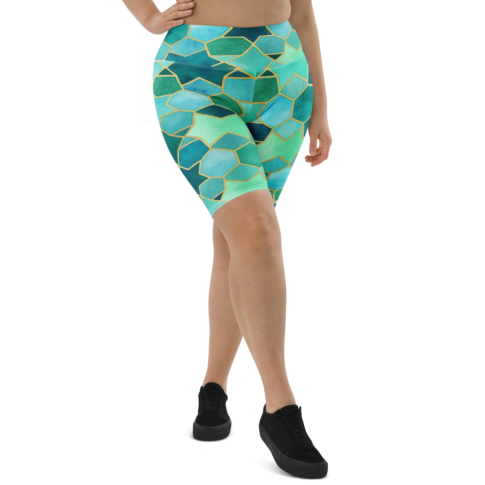 Arabic Watercolour Lagoon Bike Shorts | GearBunch
