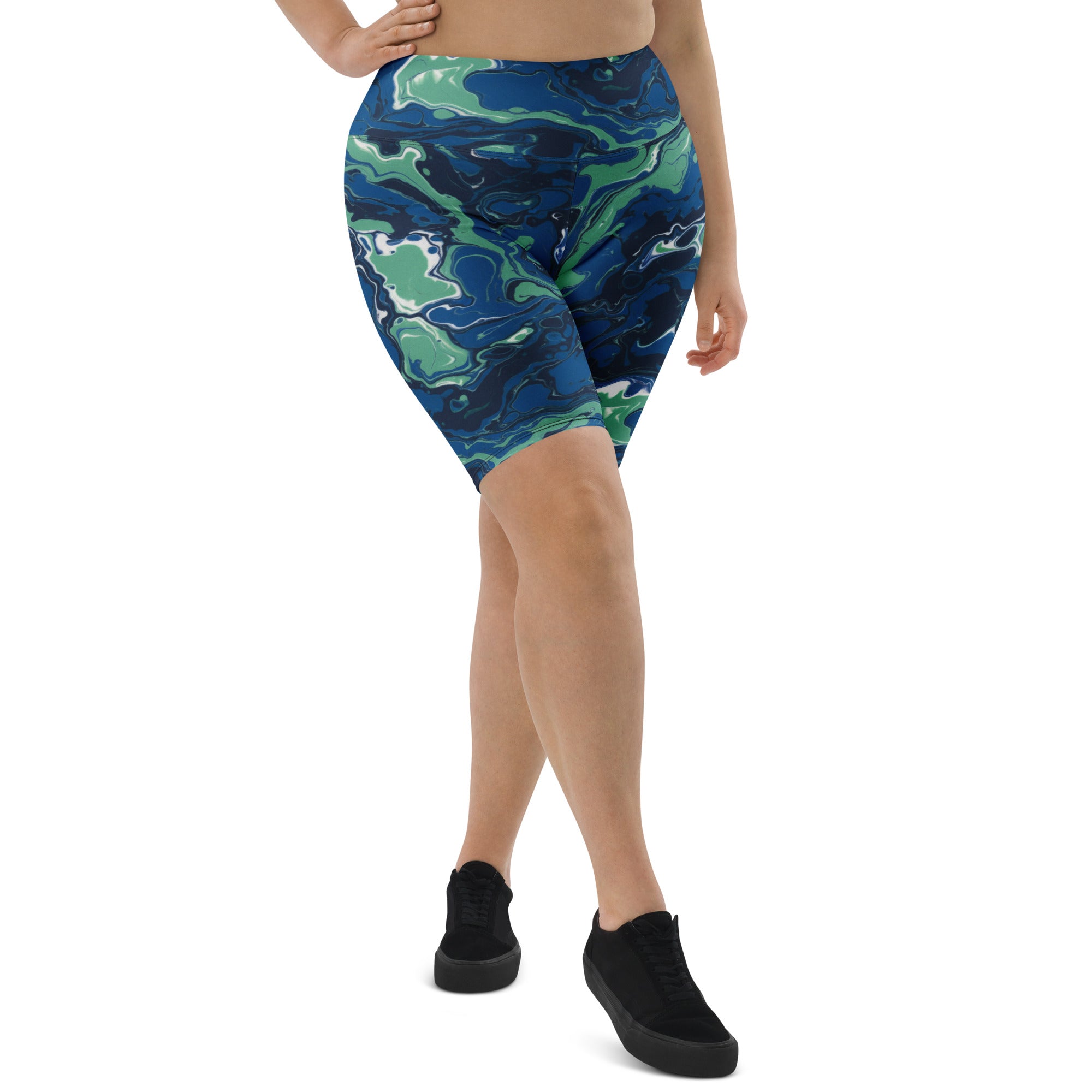 Liquid Marble Ocean Current Bike Shorts | GearBunch