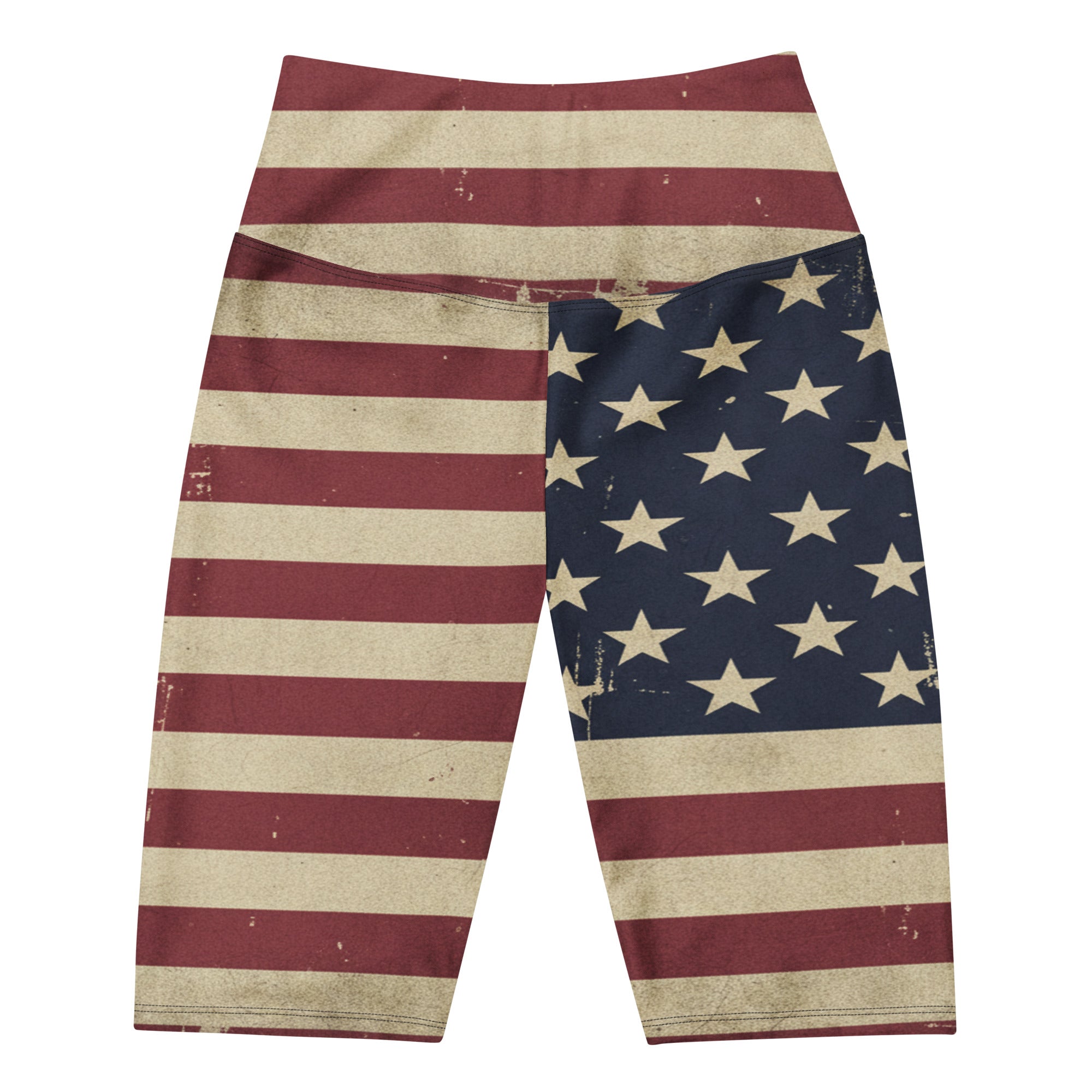 Women's vintage flag bike shorts front view