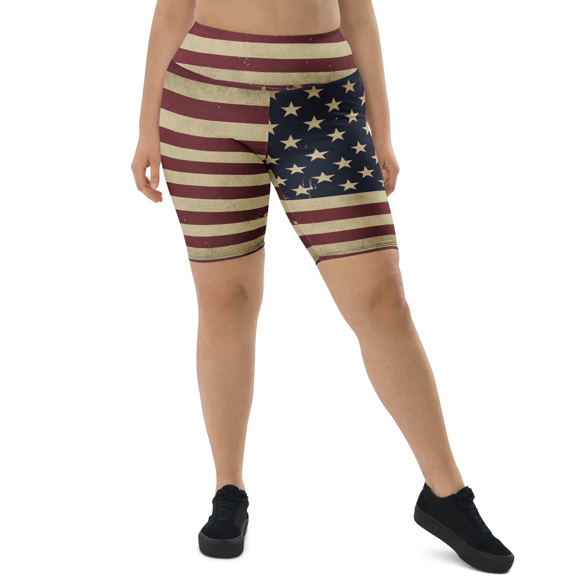 Vintage Distressed American Flag Bike Shorts | GearBunch