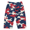 Women's red white blue camo stars bike shorts front view