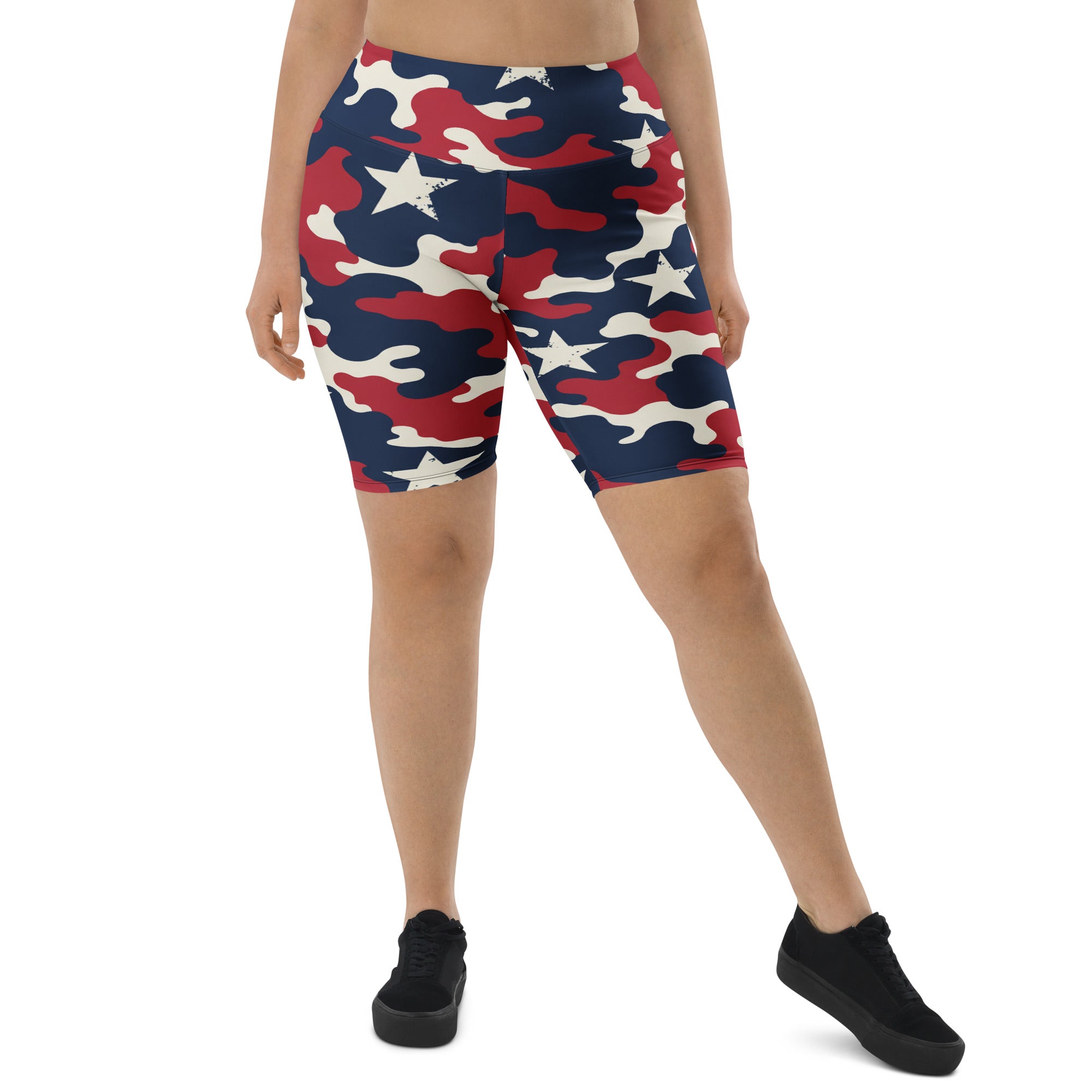 Red White Blue Camo Stars Bike Shorts | GearBunch