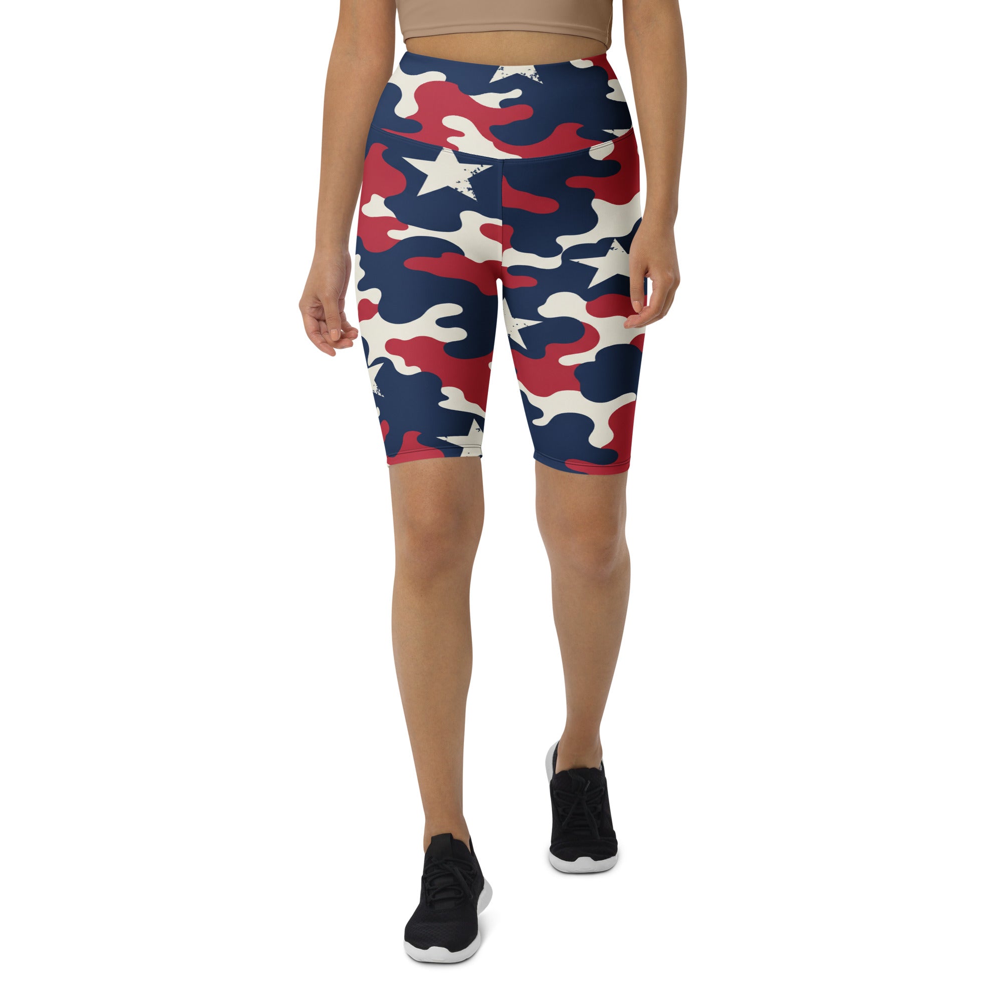 Red White Blue Camo Stars Bike Shorts | GearBunch