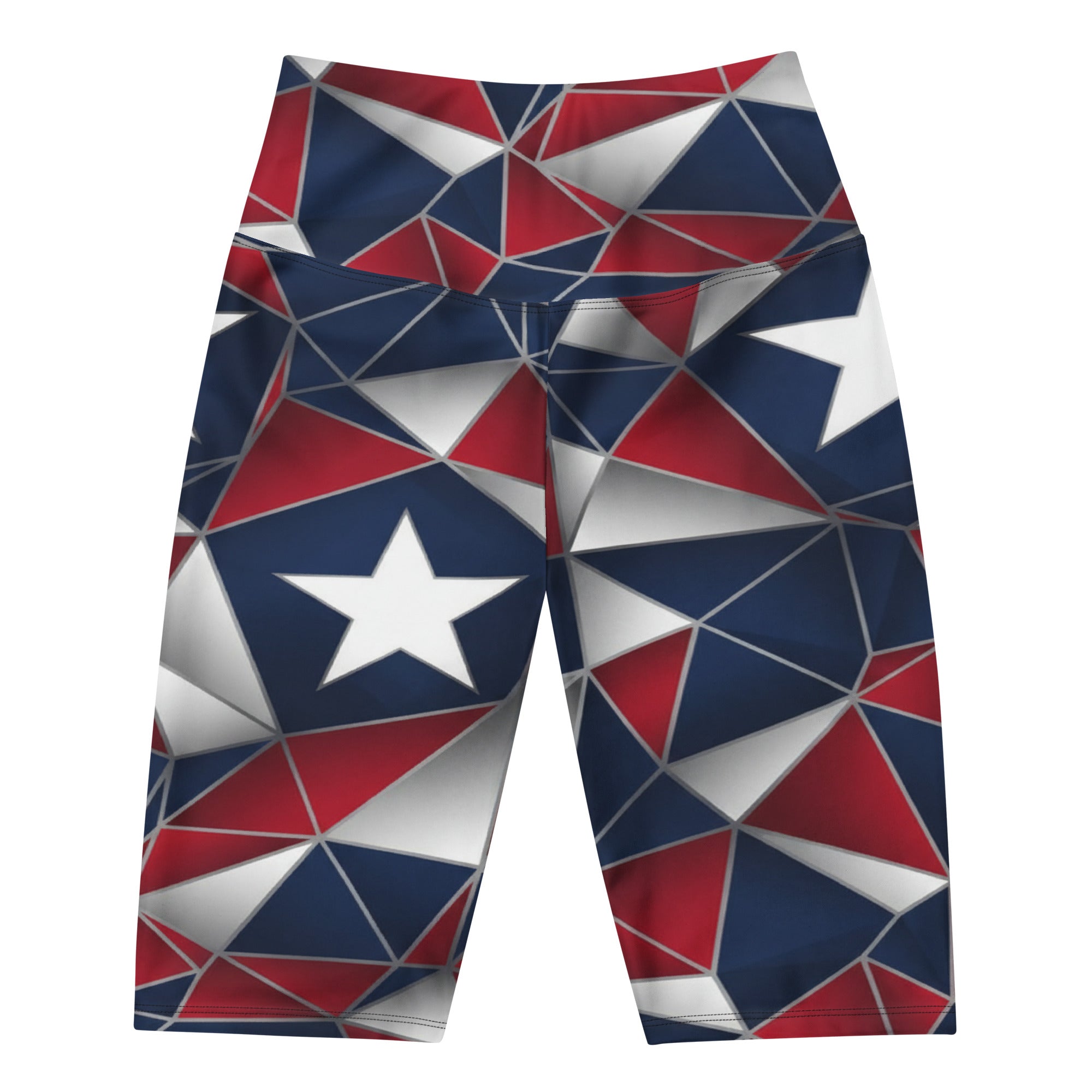 Women's geometric flag prism bike shorts front view