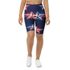 Women's red white and blue stars bike shorts front view