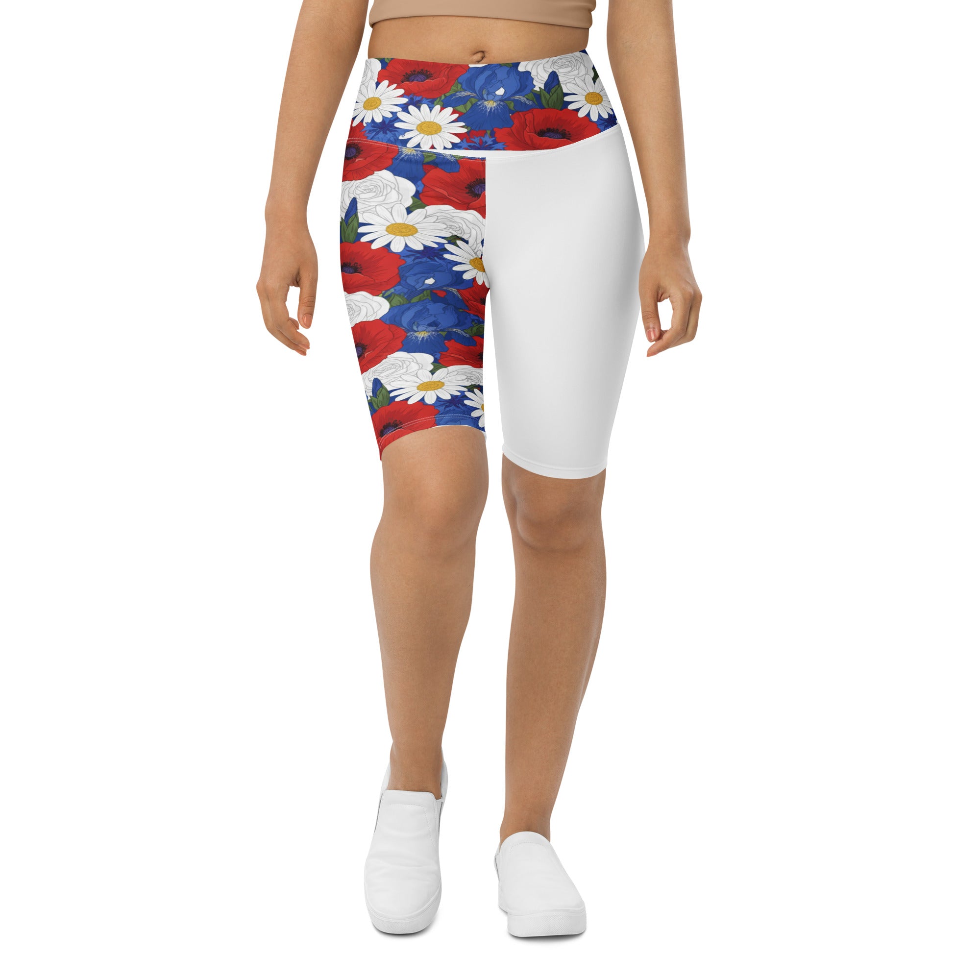Women's Americana wildflower bike shorts front view
