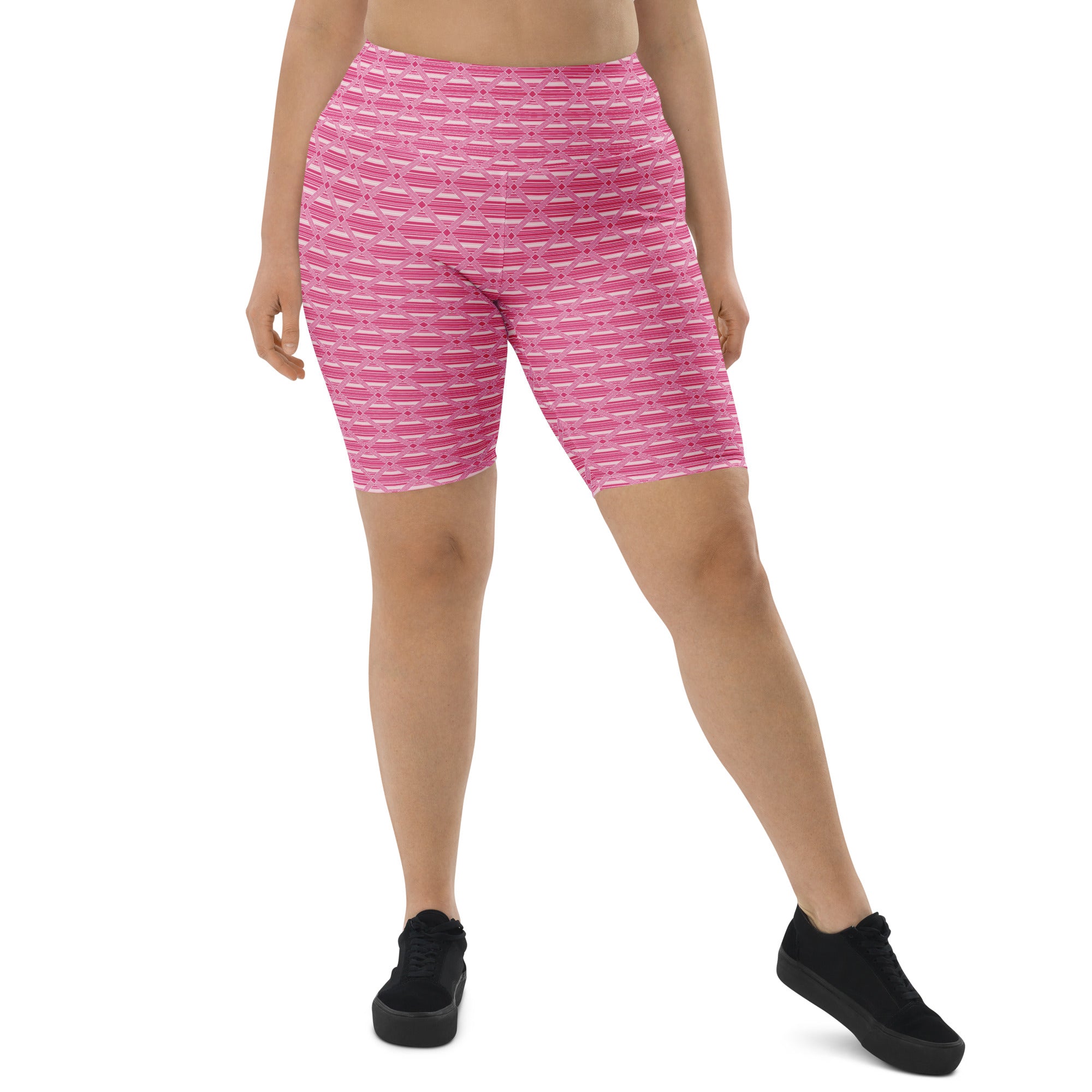 Pink Preppy Stripes Bike Shorts | GearBunch