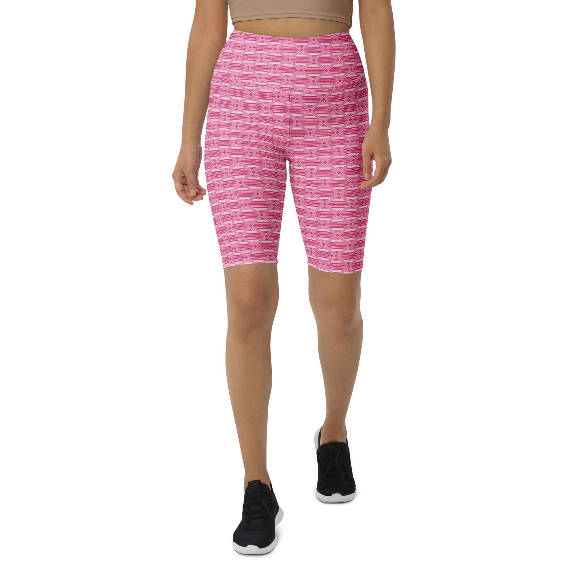 Pink Preppy Stripes Bike Shorts | GearBunch