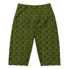 Women's olive green velvet bike shorts front view