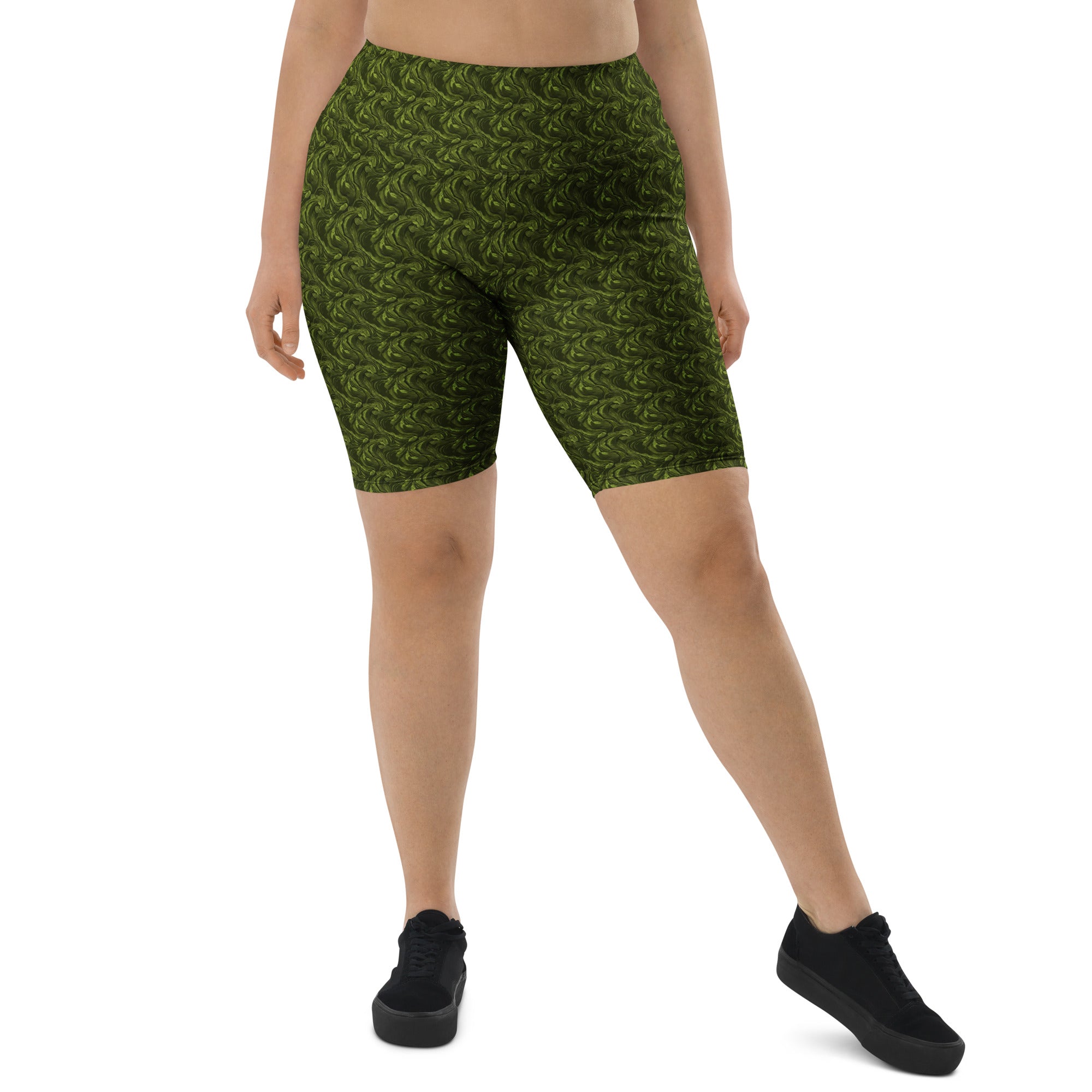 Olive Green Velvet Bike Shorts | GearBunch