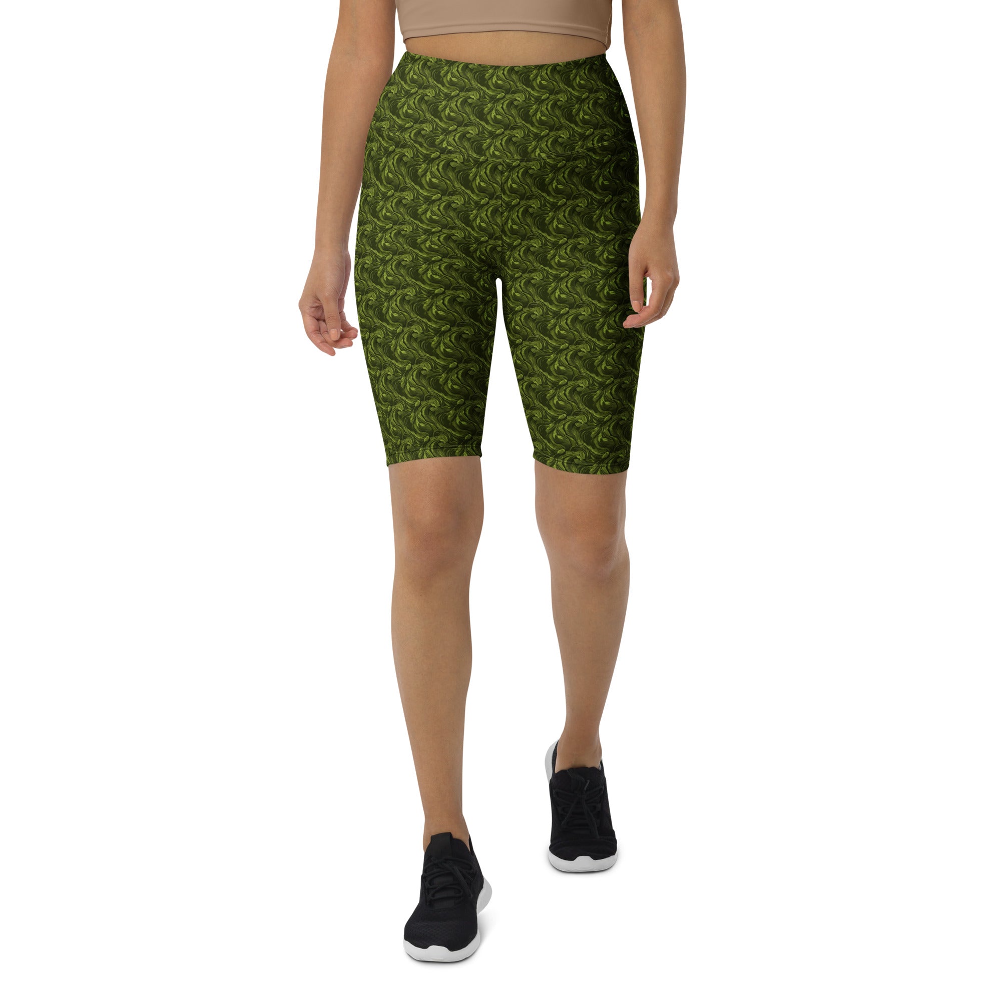 Olive Green Velvet Bike Shorts | GearBunch