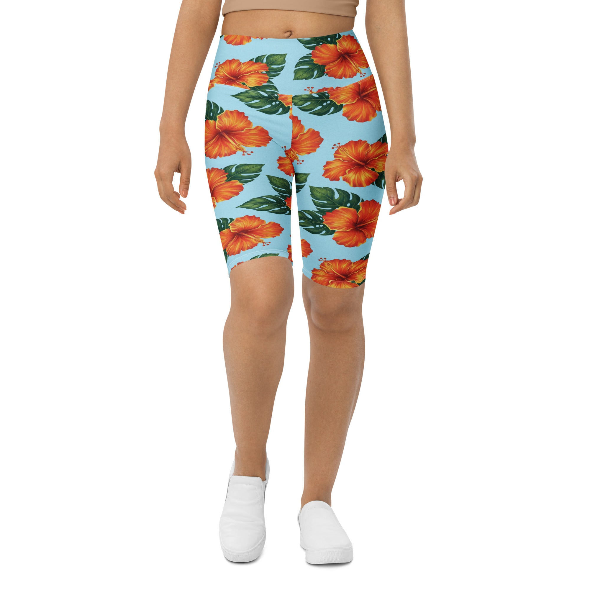 Tropical Hibiscus Bloom Bike Shorts | GearBunch
