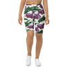 Women's vintage orchid botanical printed bike shorts front view