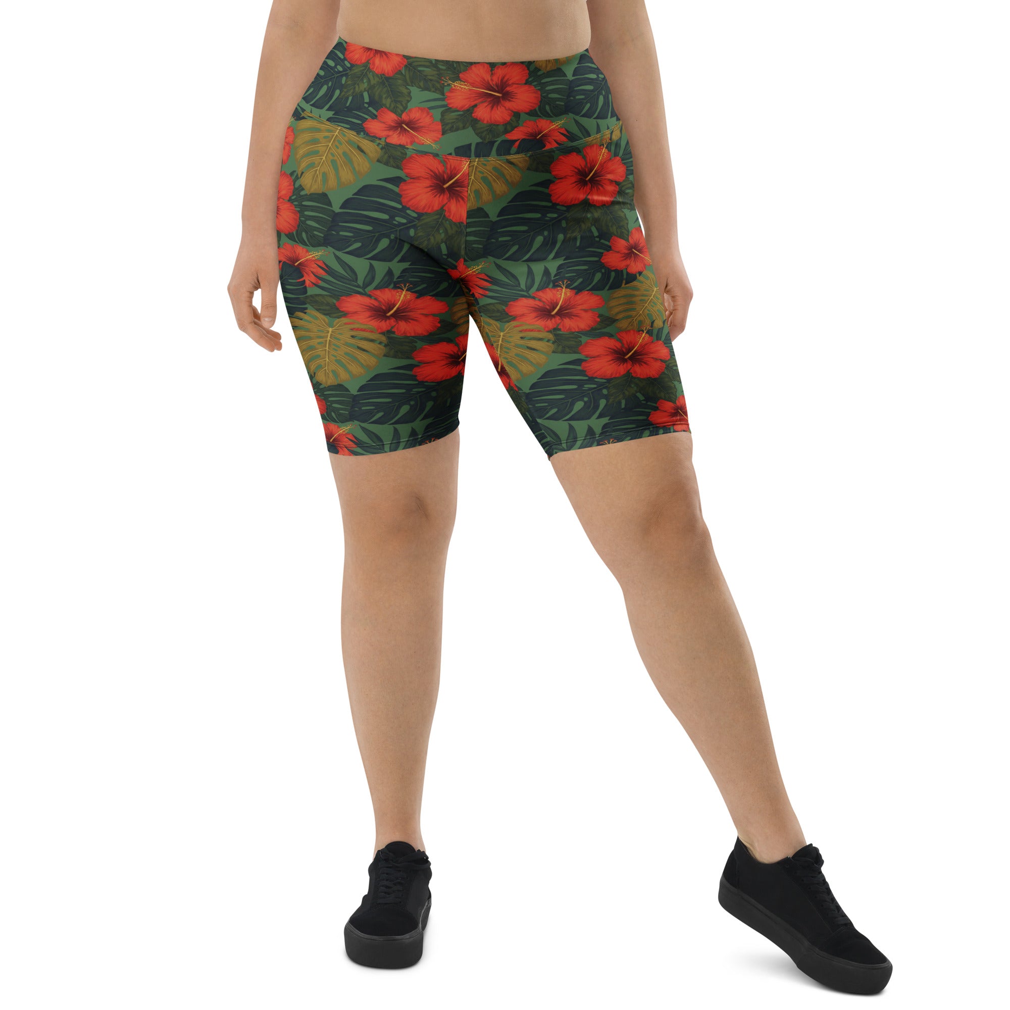 Bold Tropical Leaves Bike Shorts | GearBunch