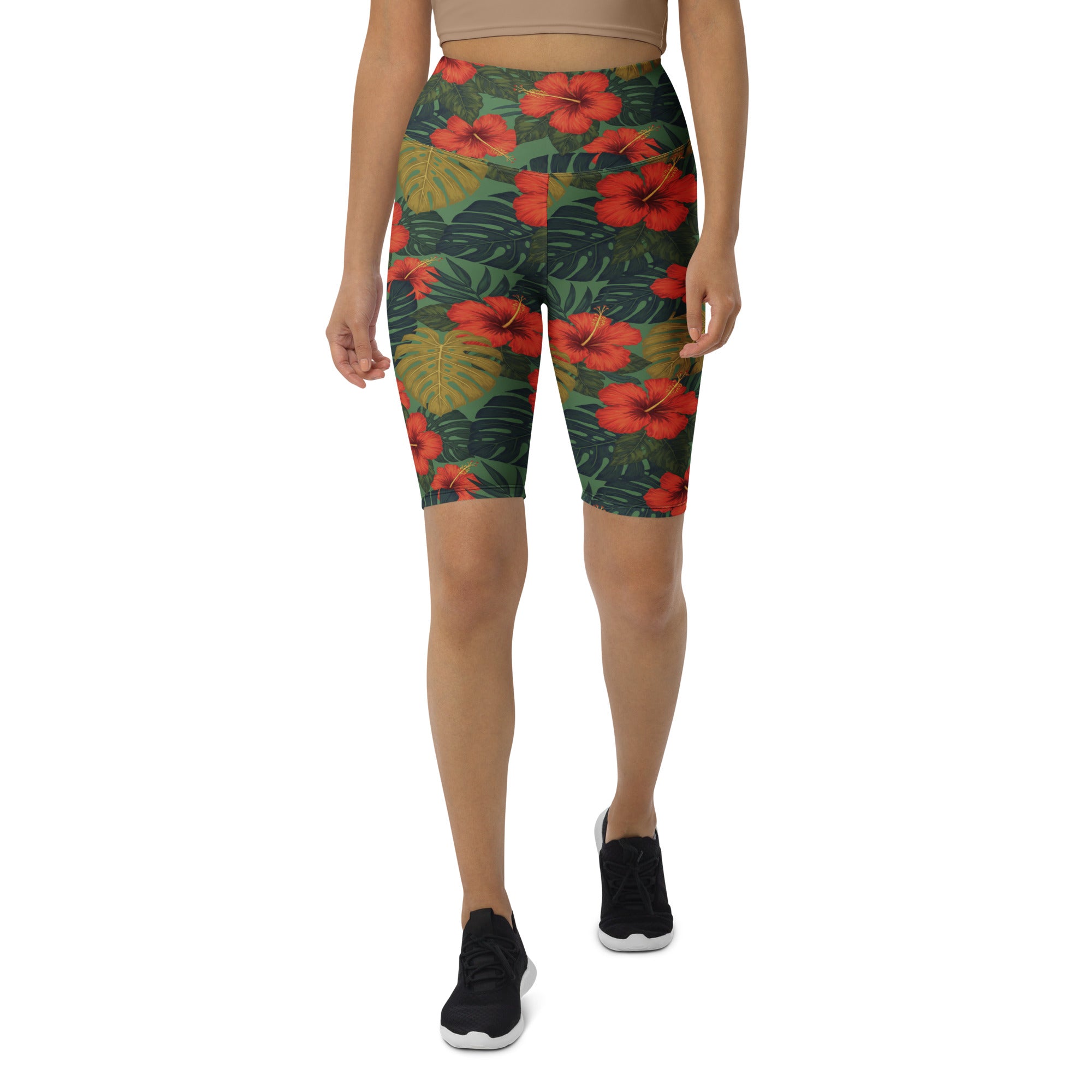 Bold Tropical Leaves Bike Shorts | GearBunch
