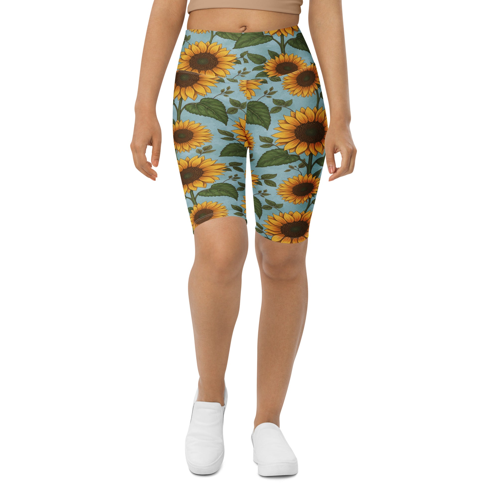 Sunflower Fields Bike Shorts | GearBunch