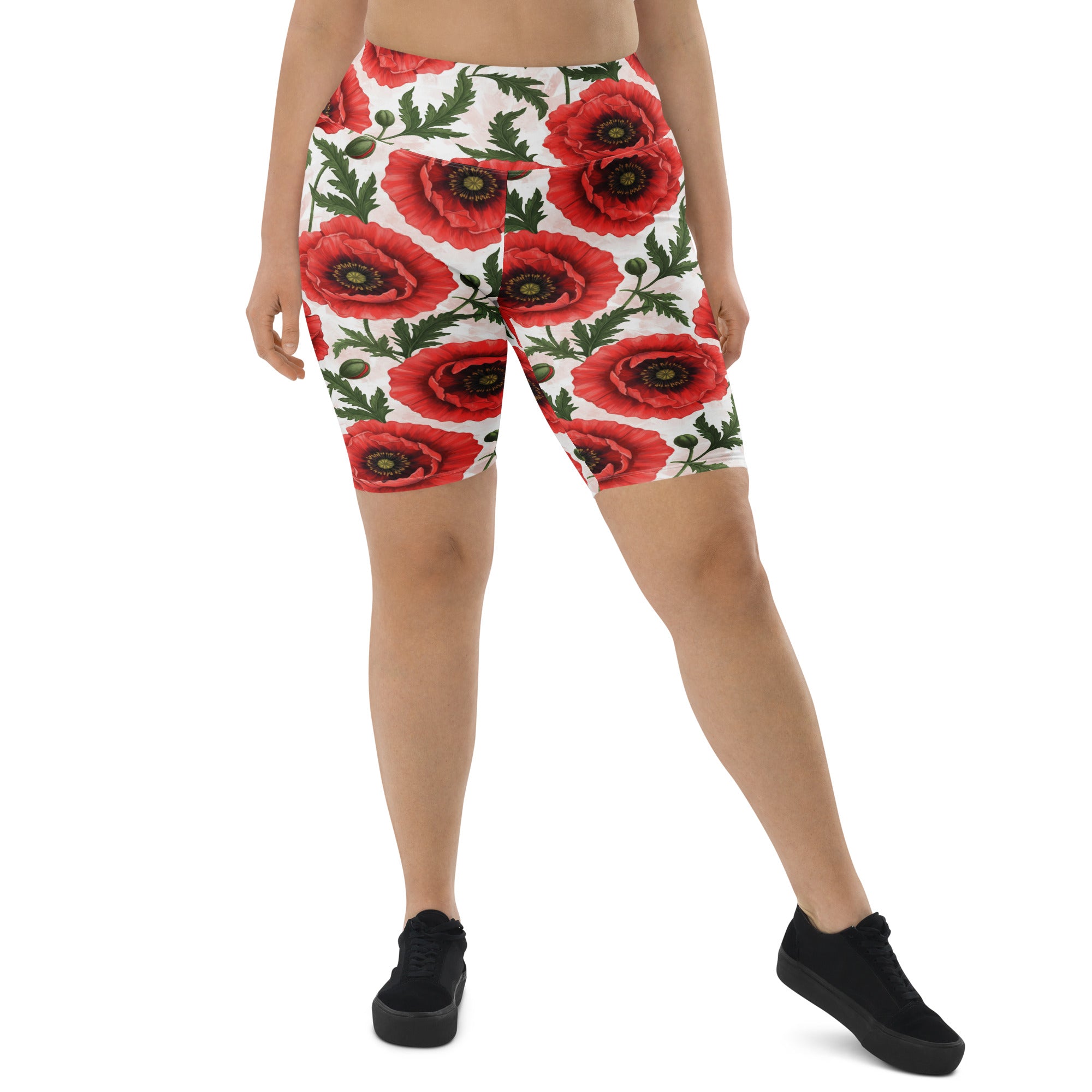 Whimsical Garden Poppies Bike Shorts | GearBunch