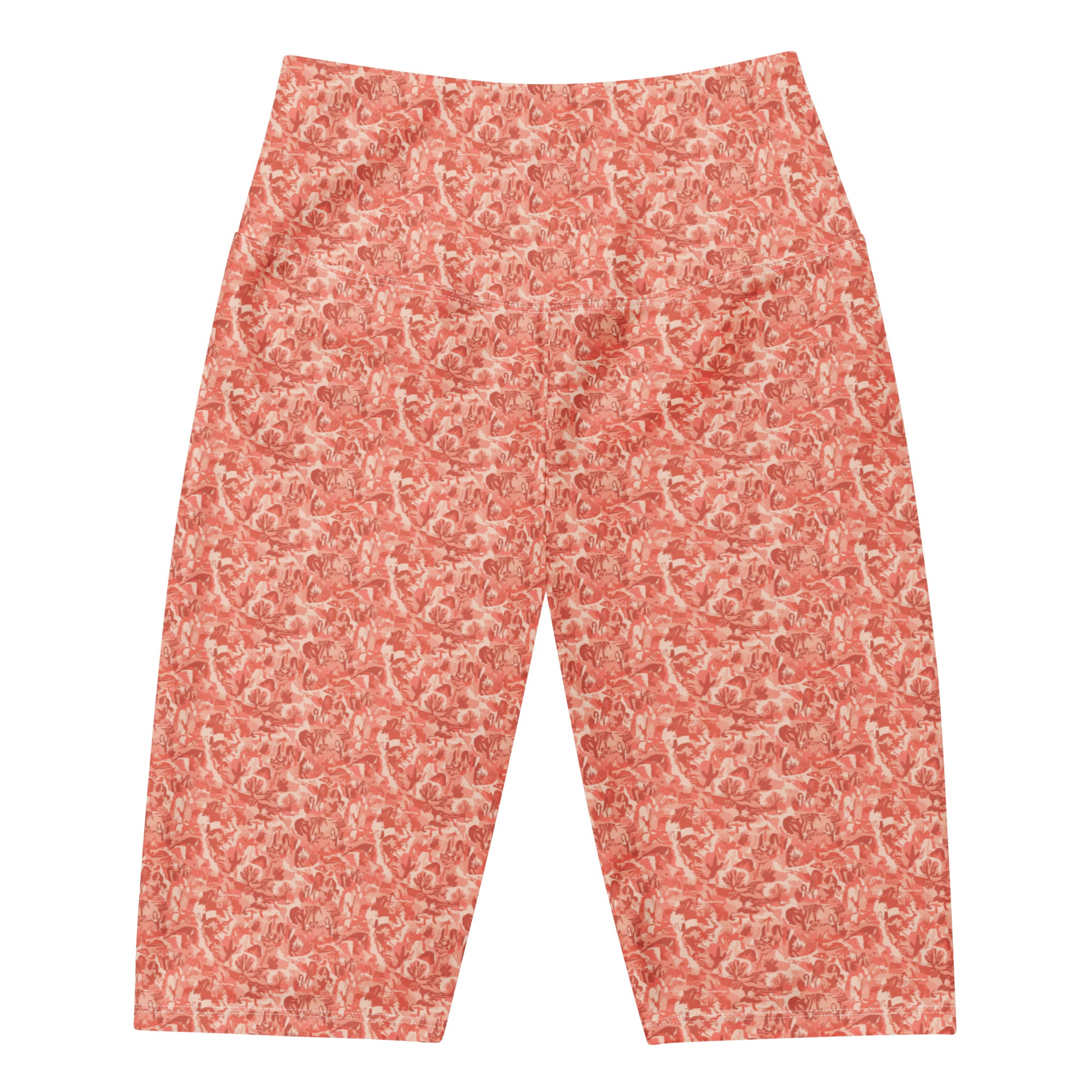 Women's distorted cowboy landscape bike shorts front view