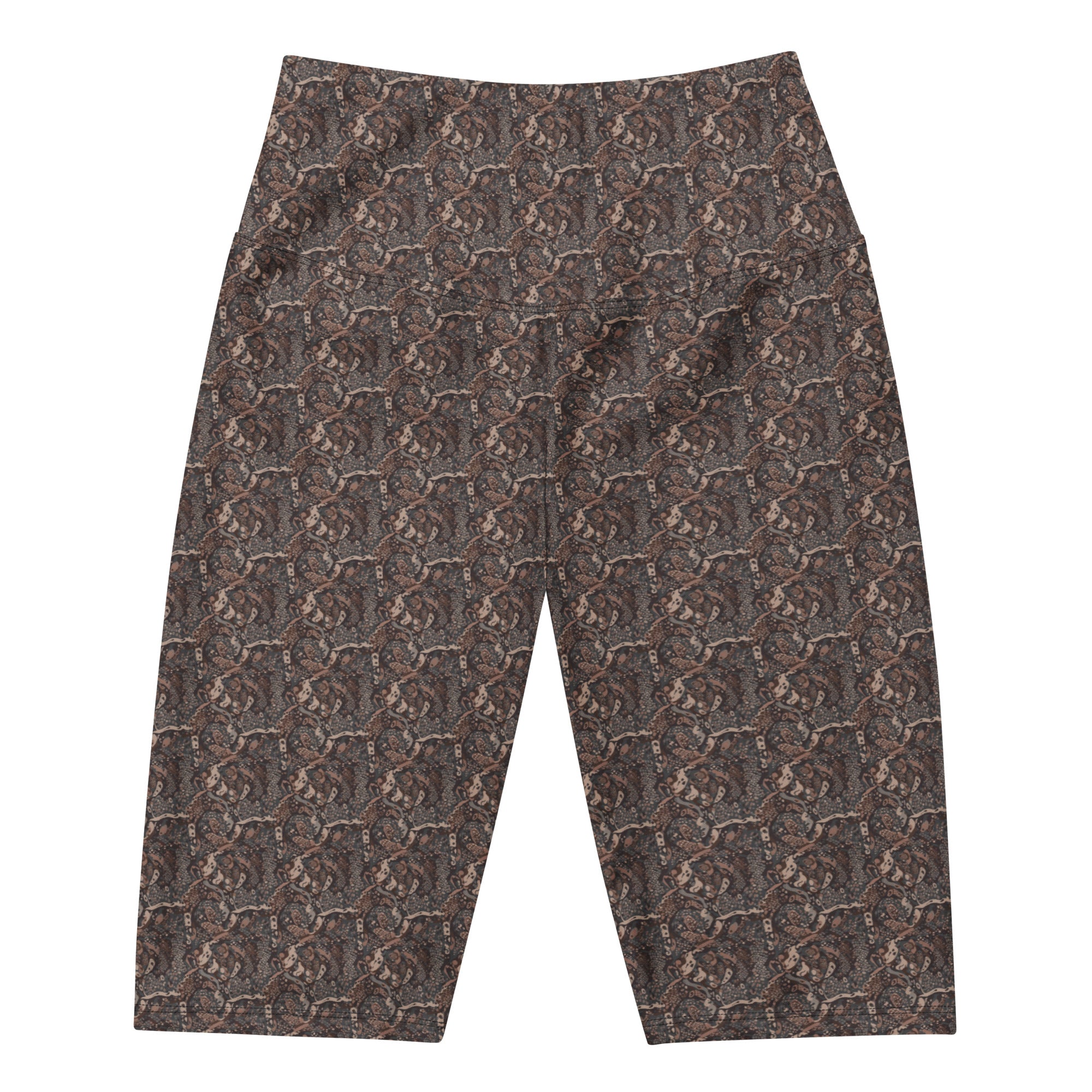 Women's snake pattern bike shorts front view