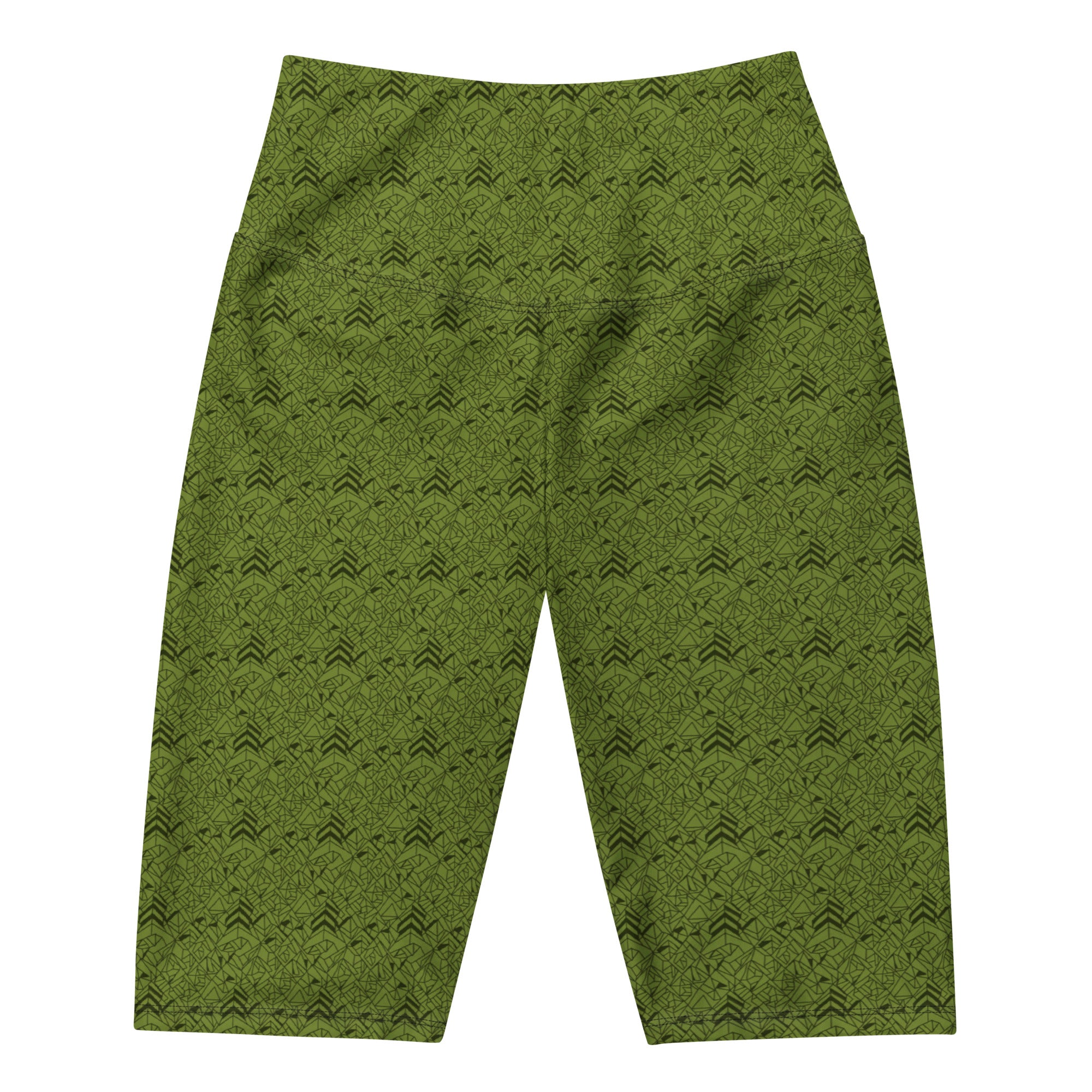 Women's velvet olive green bike shorts front view