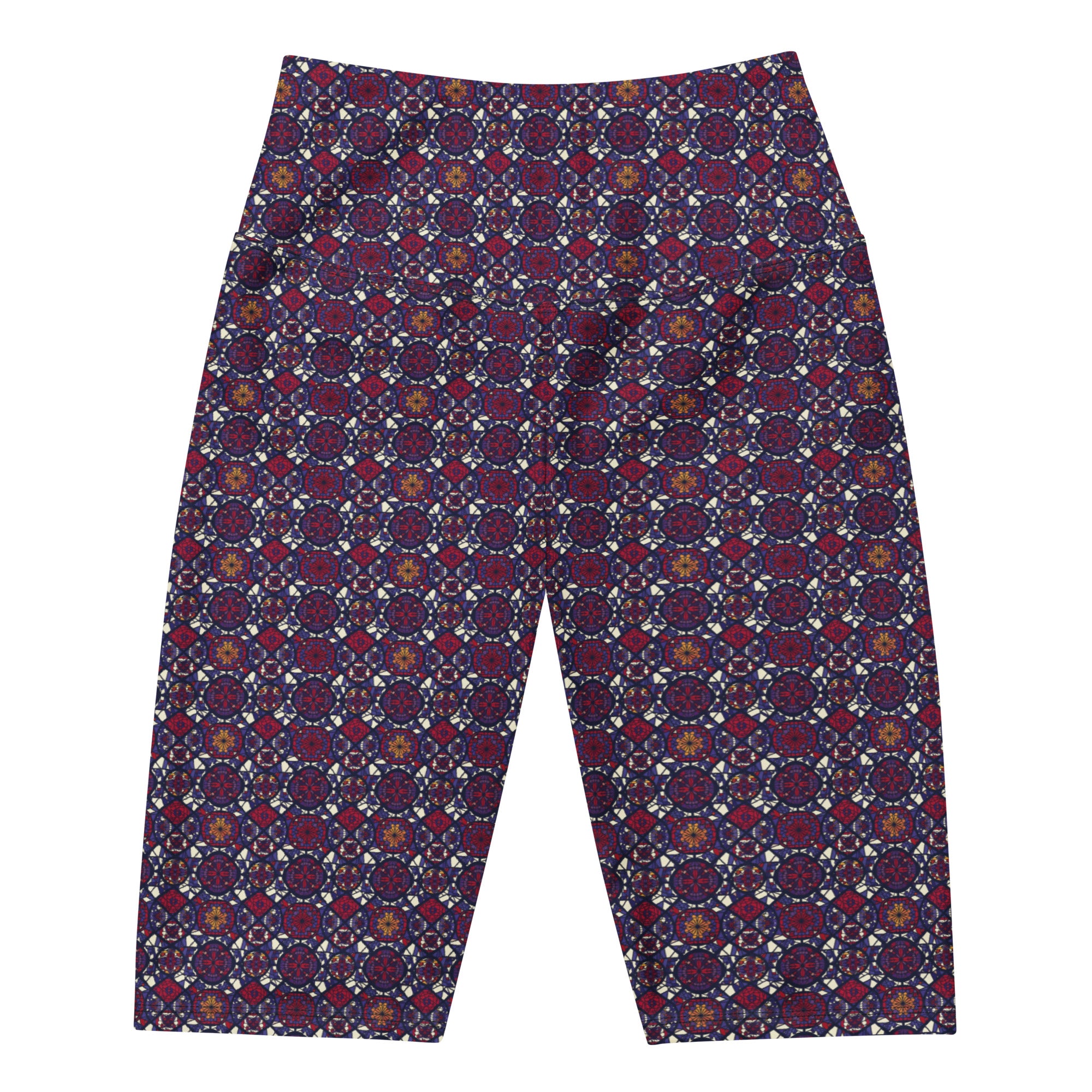 Women's stained glass cathedral bike shorts front view