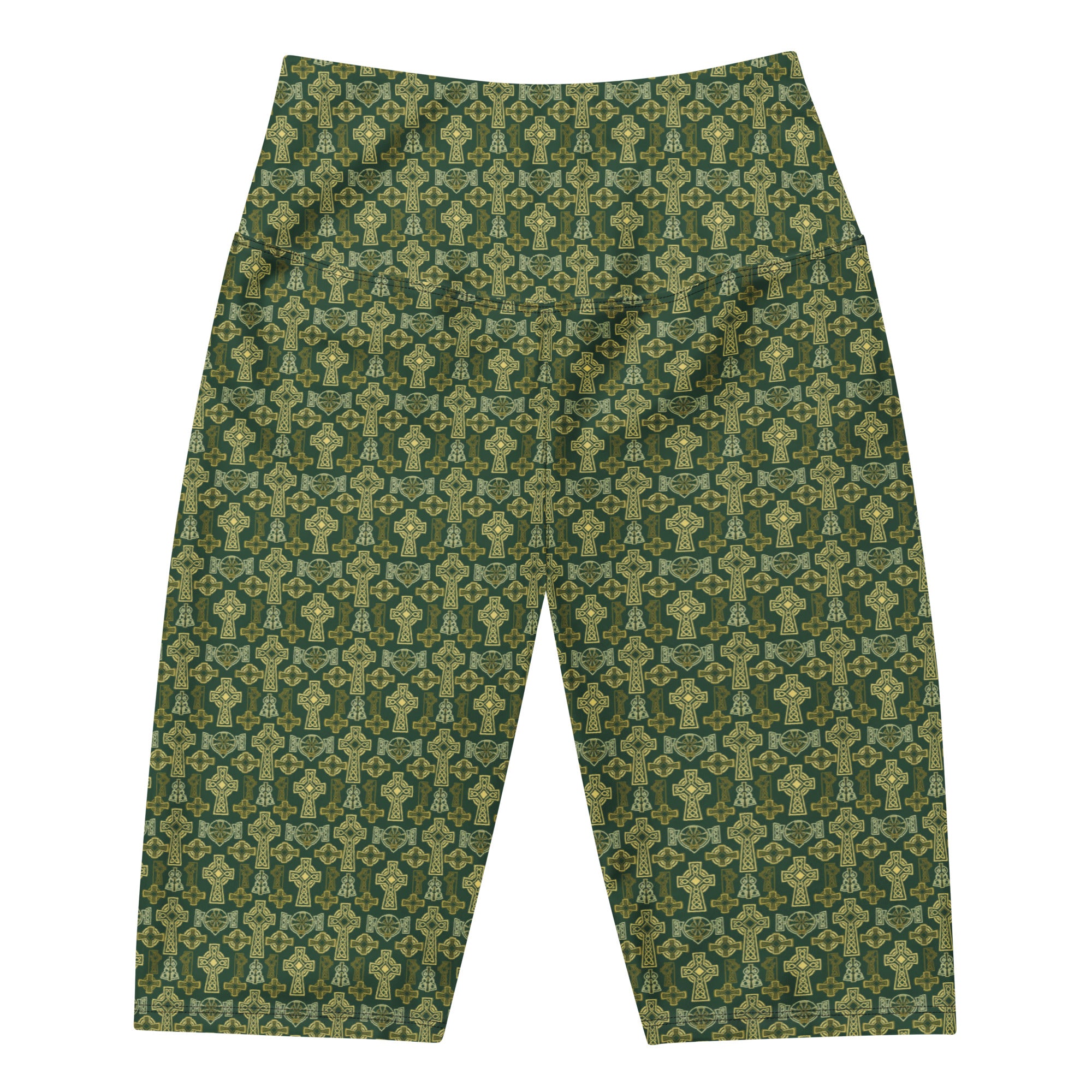 Women's celtic cross knotwork bike shorts front view