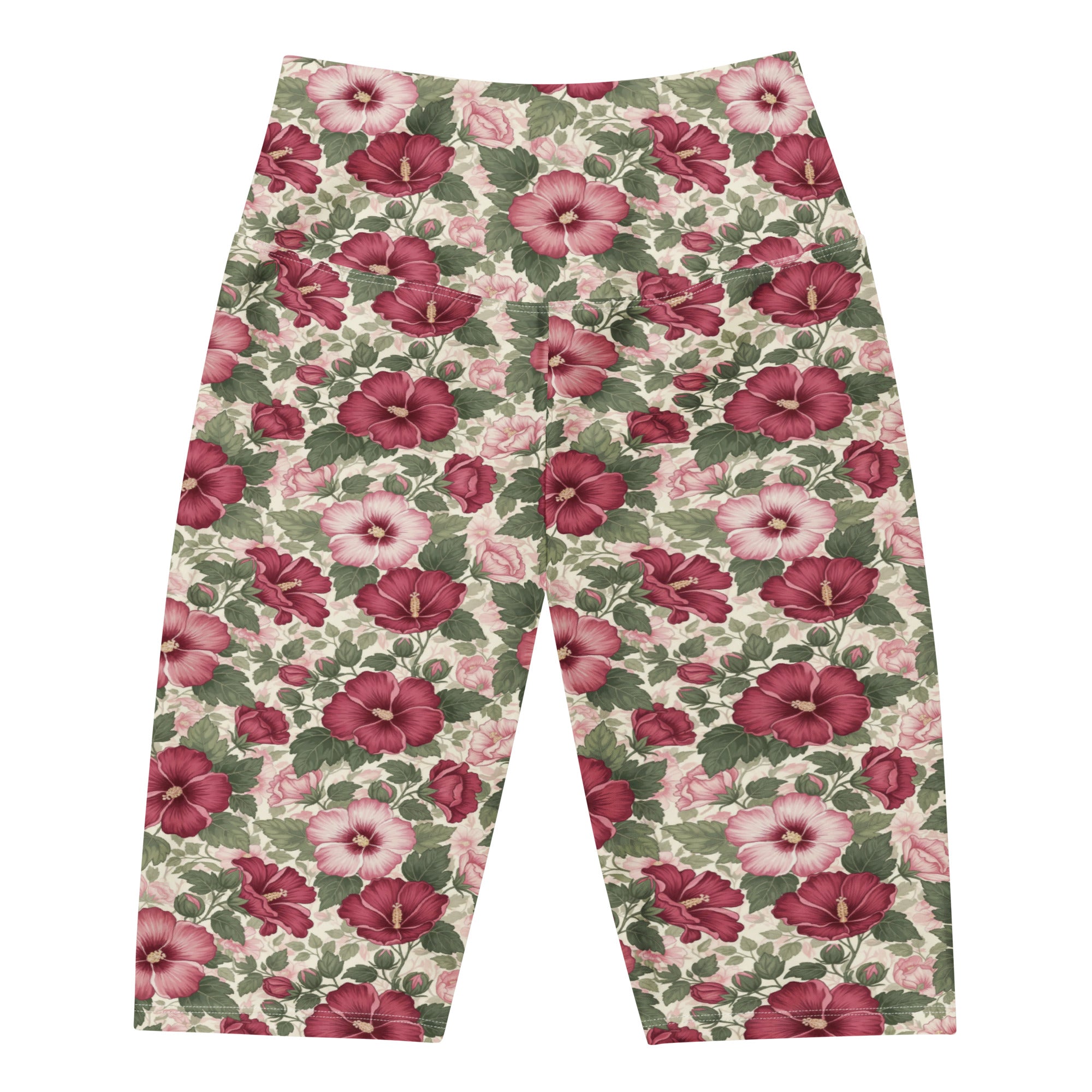 Women's Rose of Sharon floral bike shorts front view