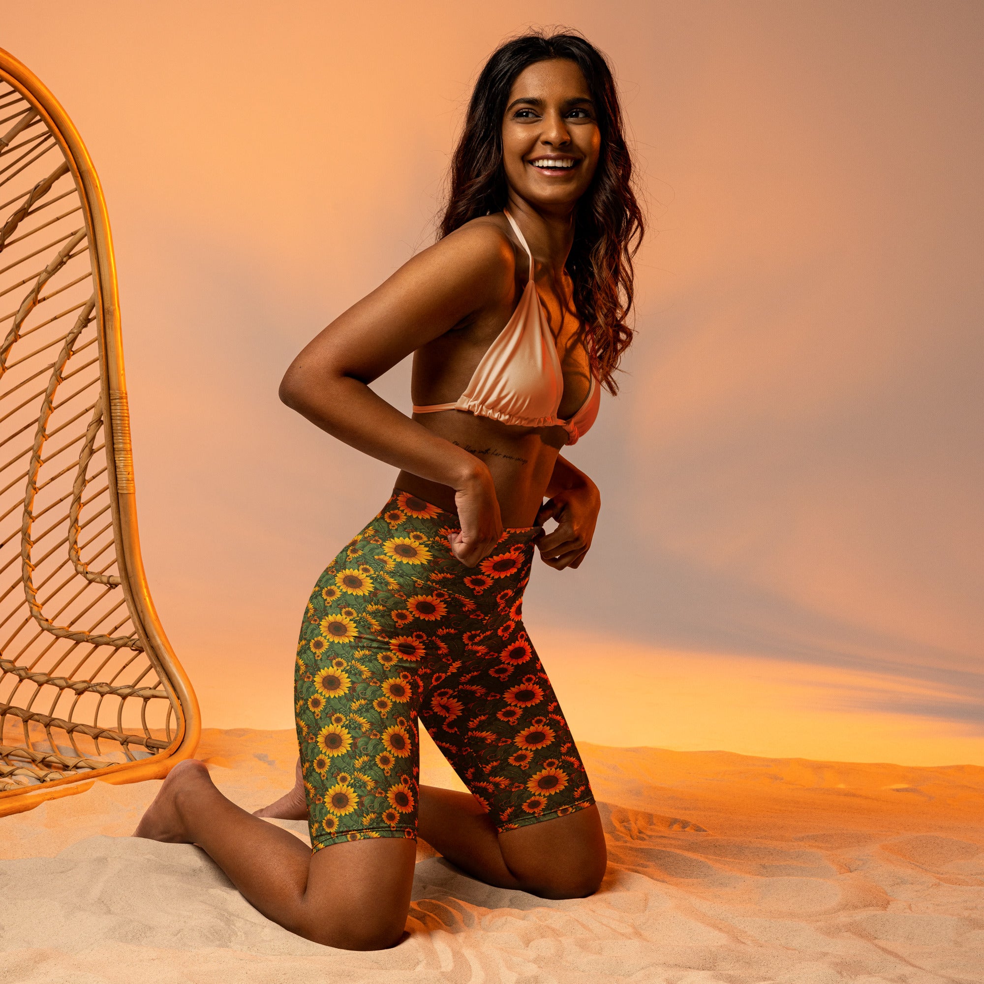 Sunflower Cross Bike Shorts | GearBunch