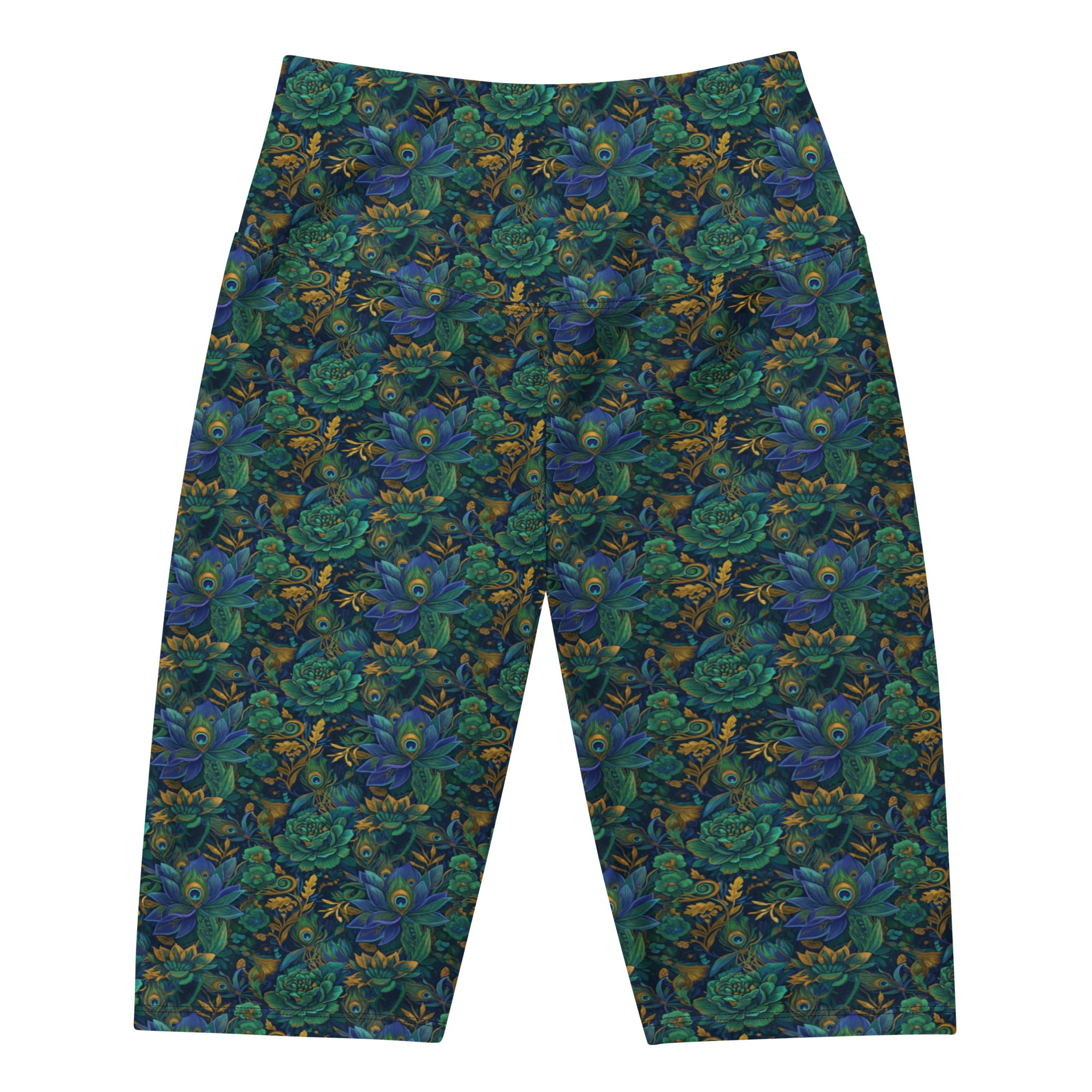 Women's peacock feathers splendour bike shorts front view