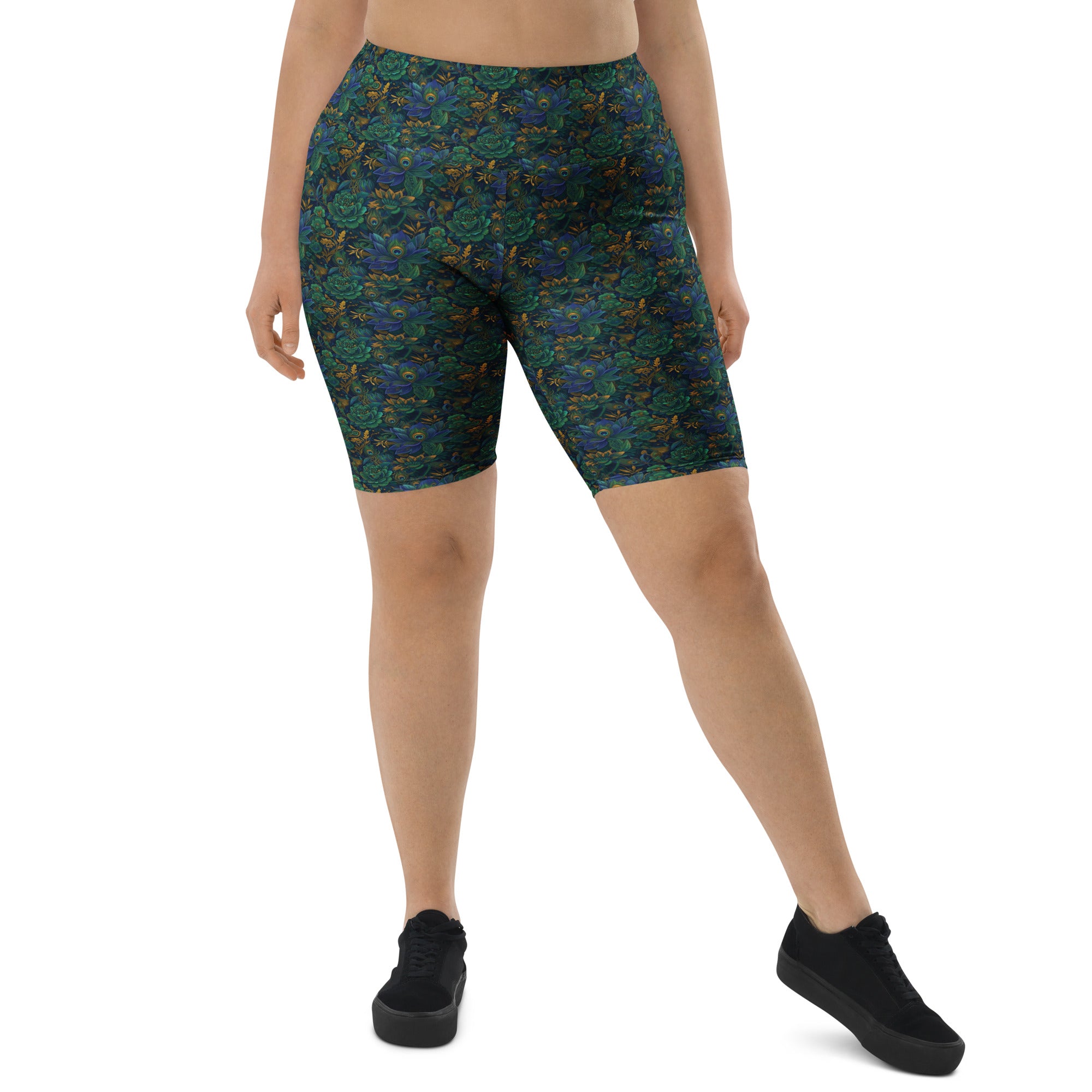 Peacock Feathers Splendour Bike Shorts | GearBunch
