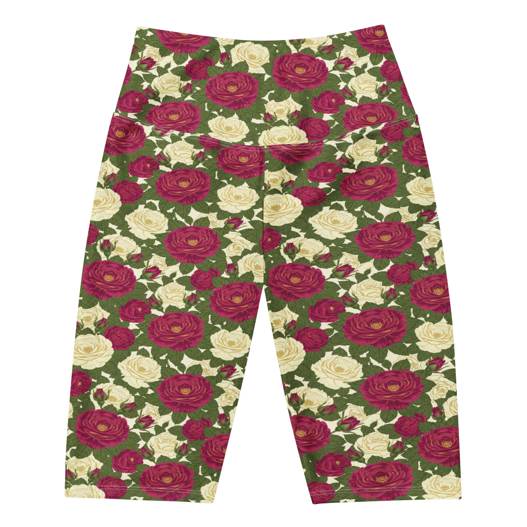 Women's botanical taurus rose bike shorts front view