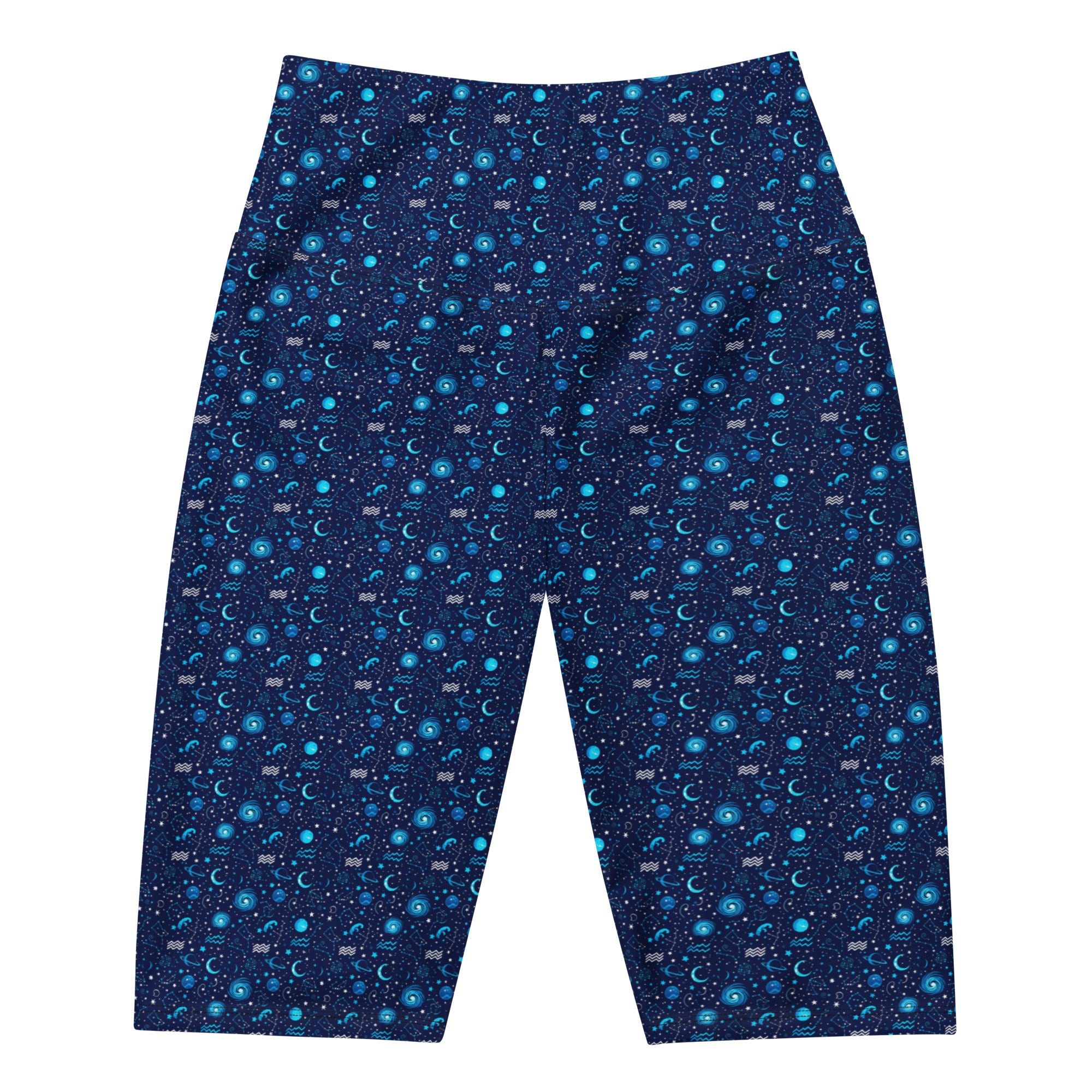 Women's celestial pattern bike shorts front view