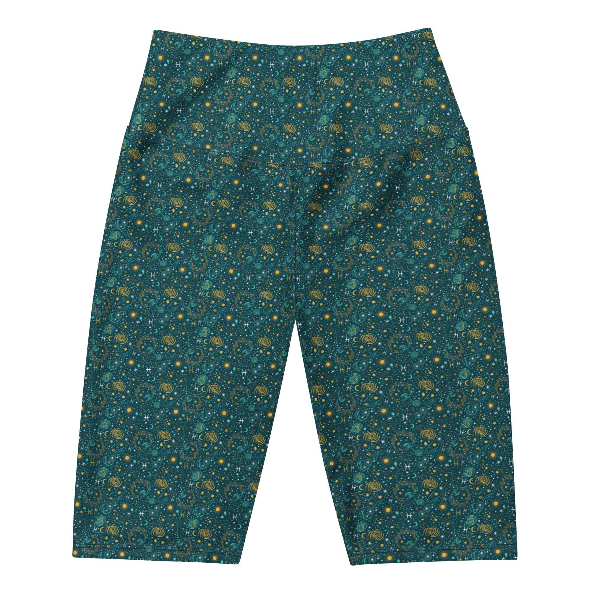 Women's celestial pattern bike shorts front view