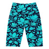 Women's teal paillette lotus bike shorts front view