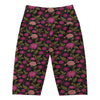 Women's midnight paillette peony bike shorts front view